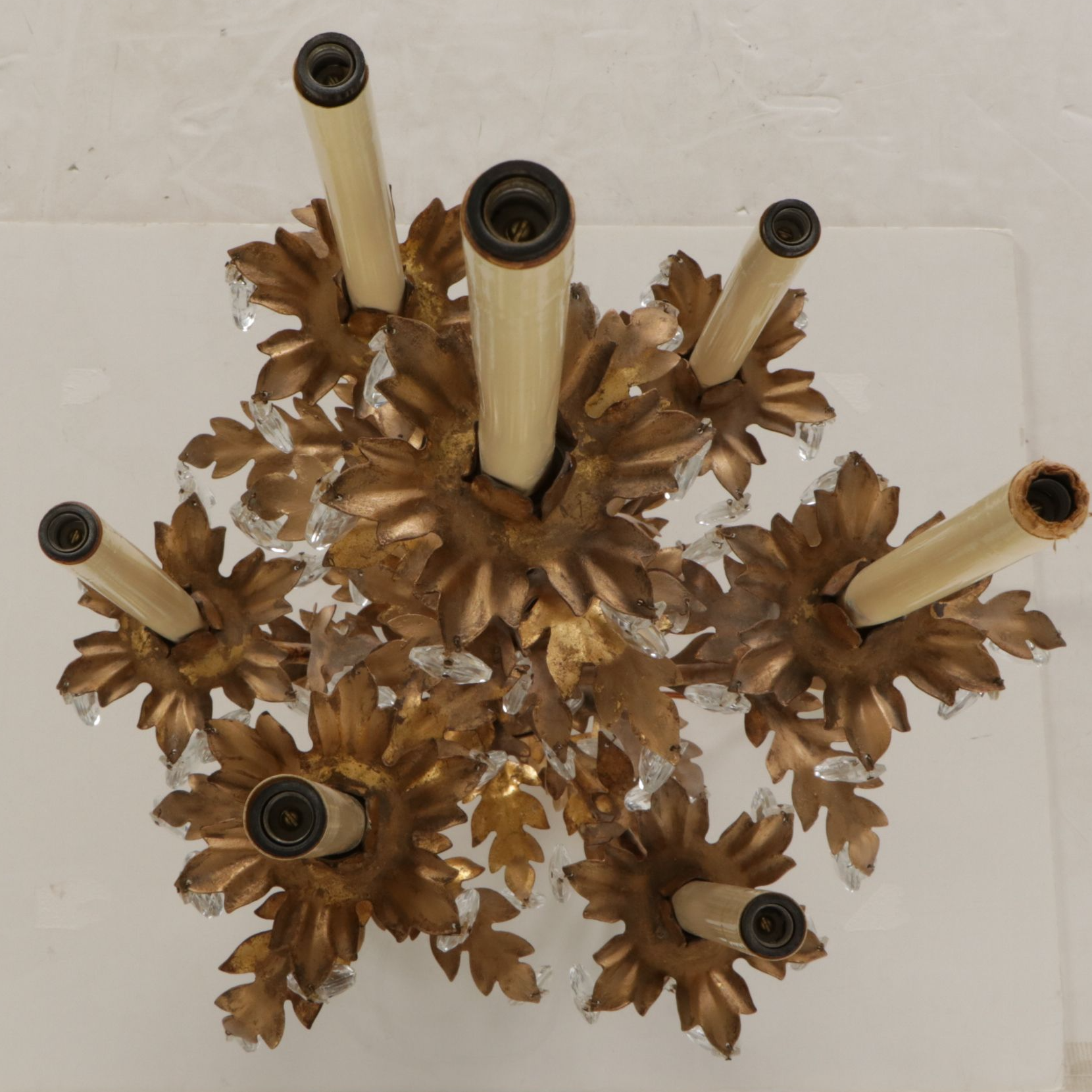 Italianate Gilt Metal Three Tier Girandole Candelabra Table Lamp, Vintage