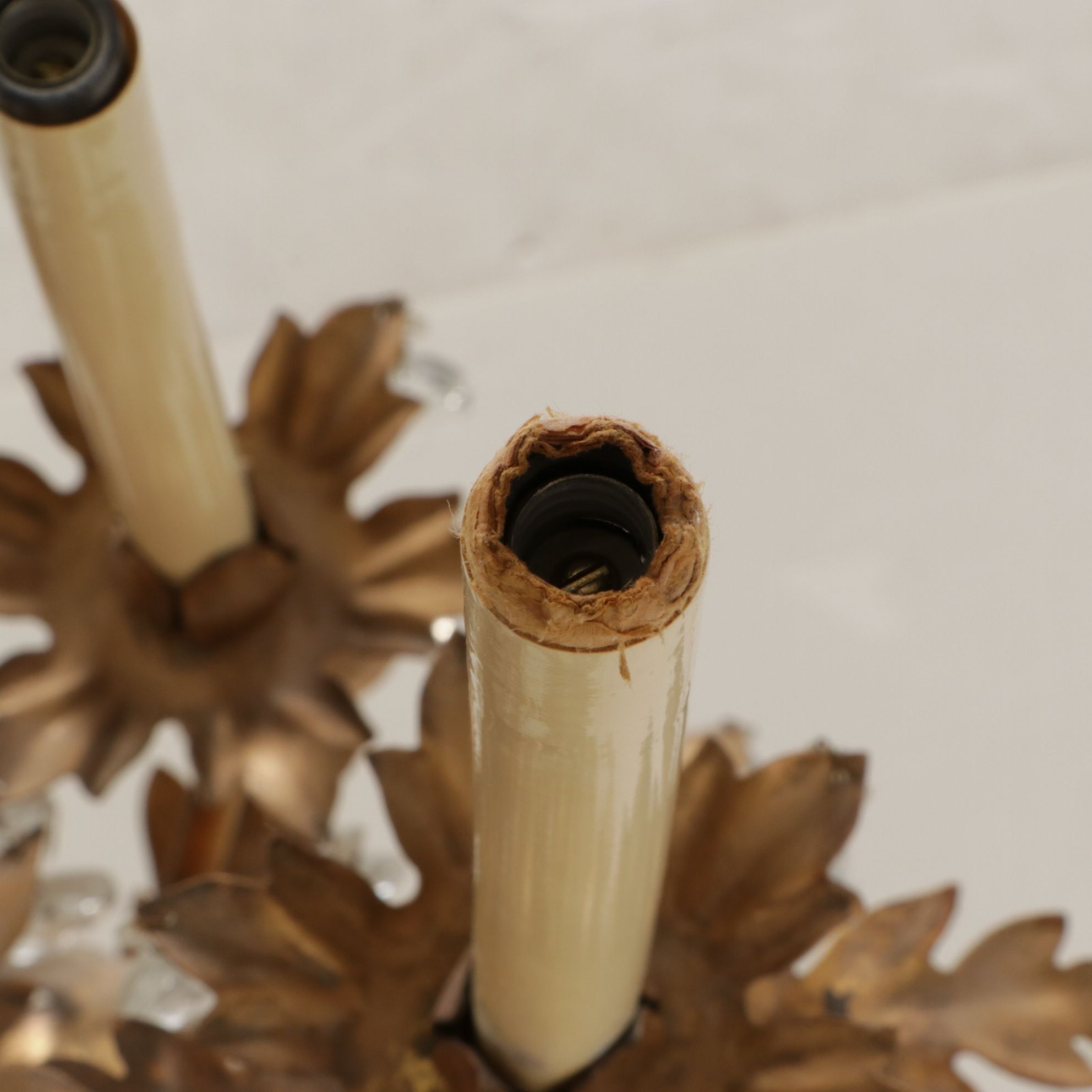 Italianate Gilt Metal Three Tier Girandole Candelabra Table Lamp, Vintage