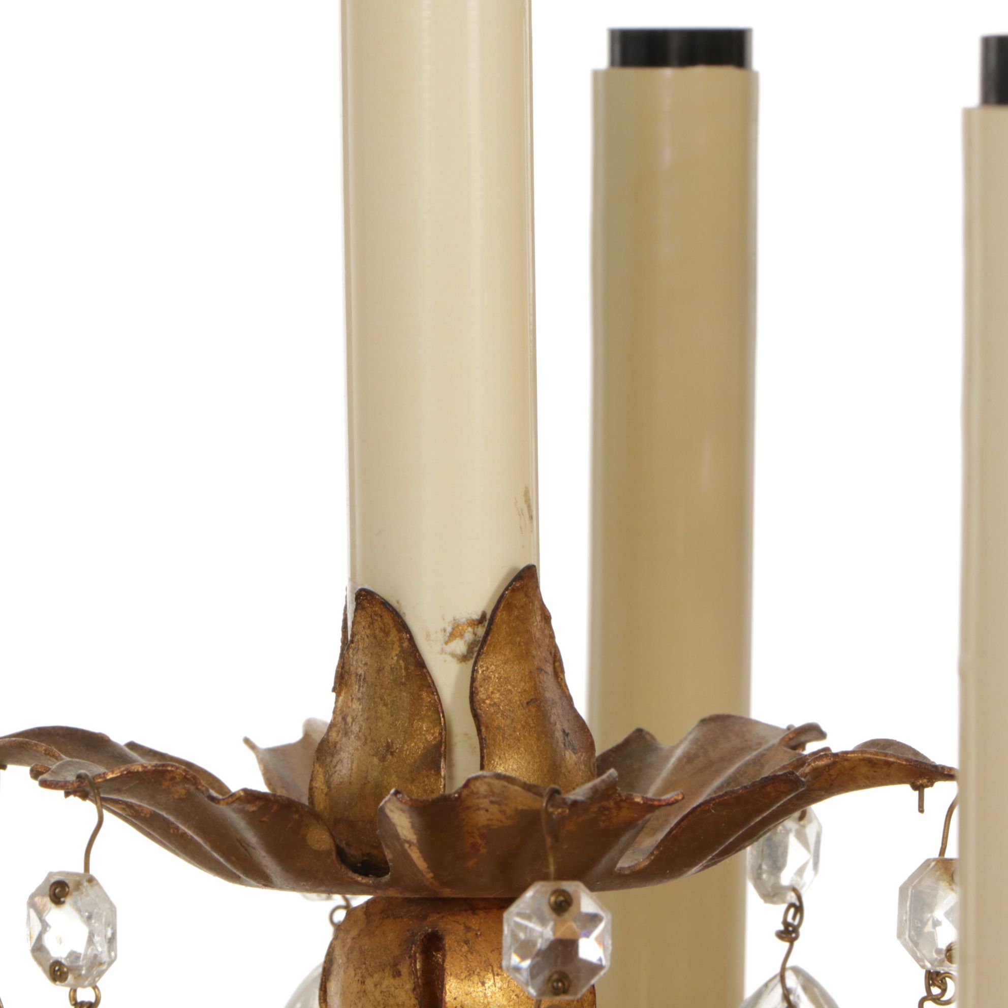 Italianate Gilt Metal Three Tier Girandole Candelabra Table Lamp, Vintage