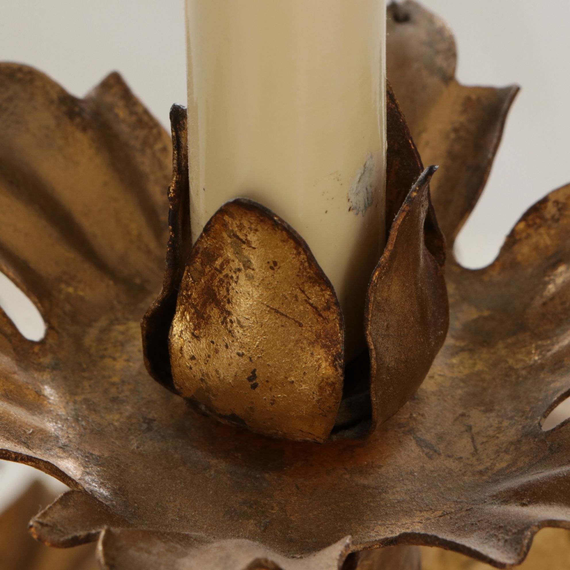 Italianate Gilt Metal Three Tier Girandole Candelabra Table Lamp, Vintage