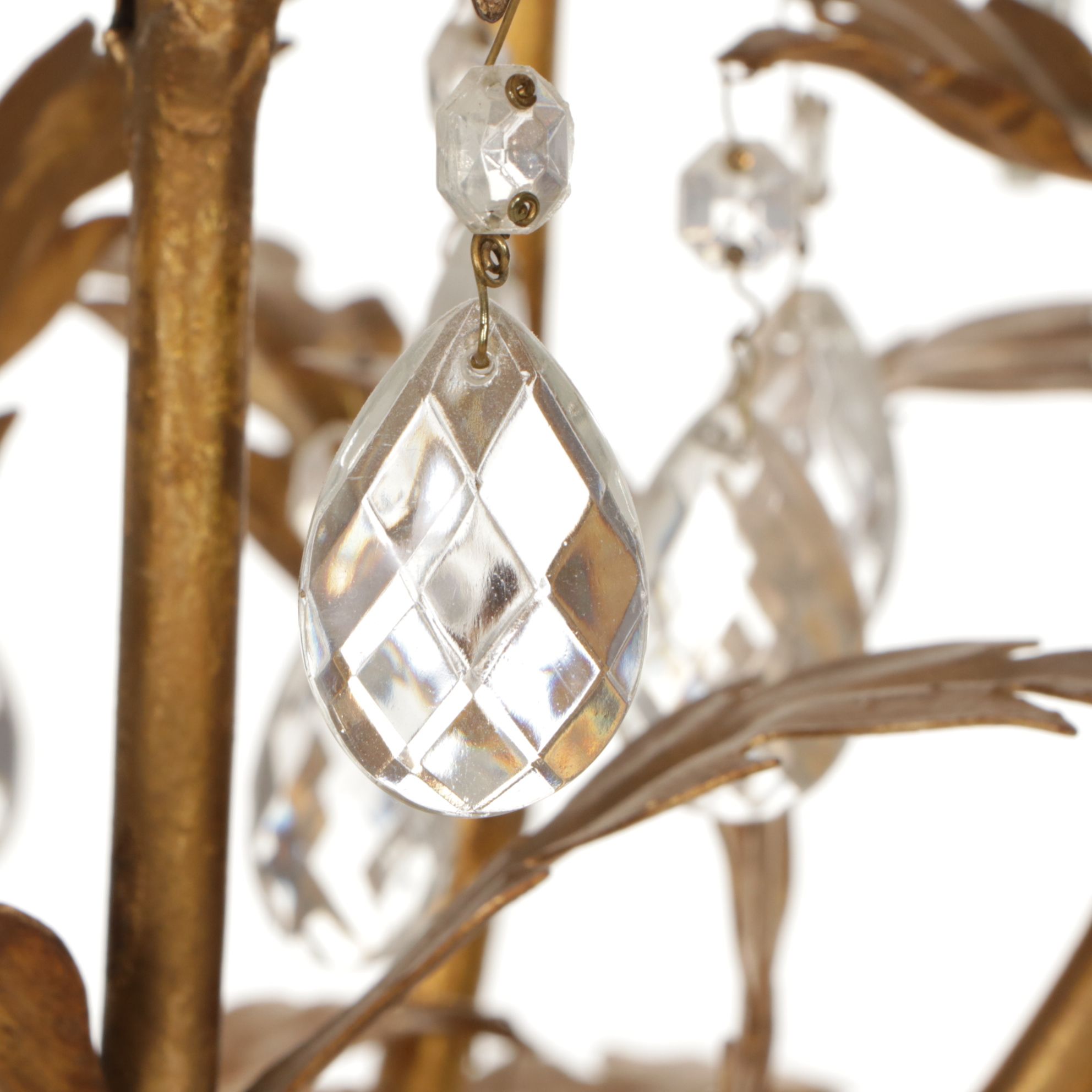 Italianate Gilt Metal Three Tier Girandole Candelabra Table Lamp, Vintage