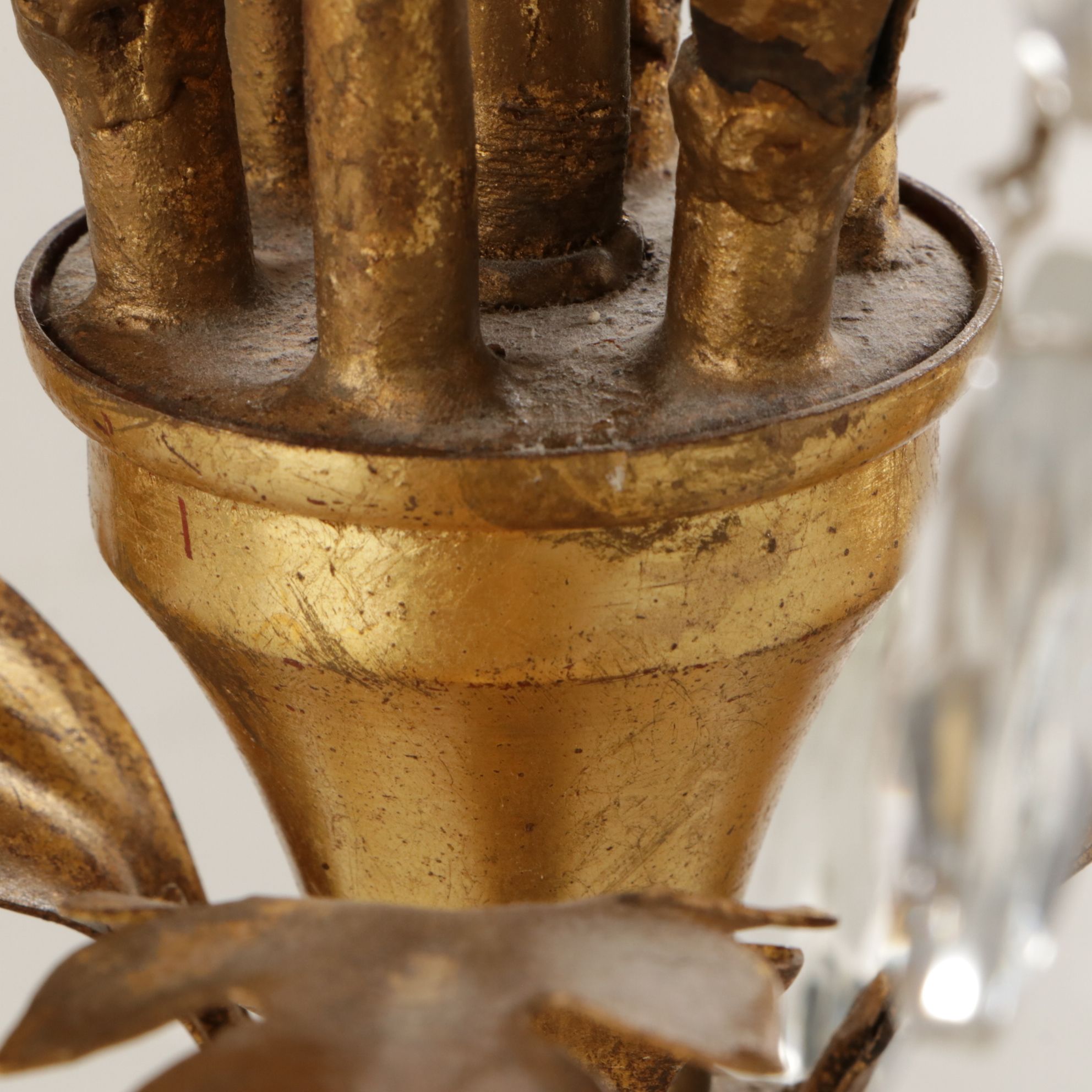 Italianate Gilt Metal Three Tier Girandole Candelabra Table Lamp, Vintage