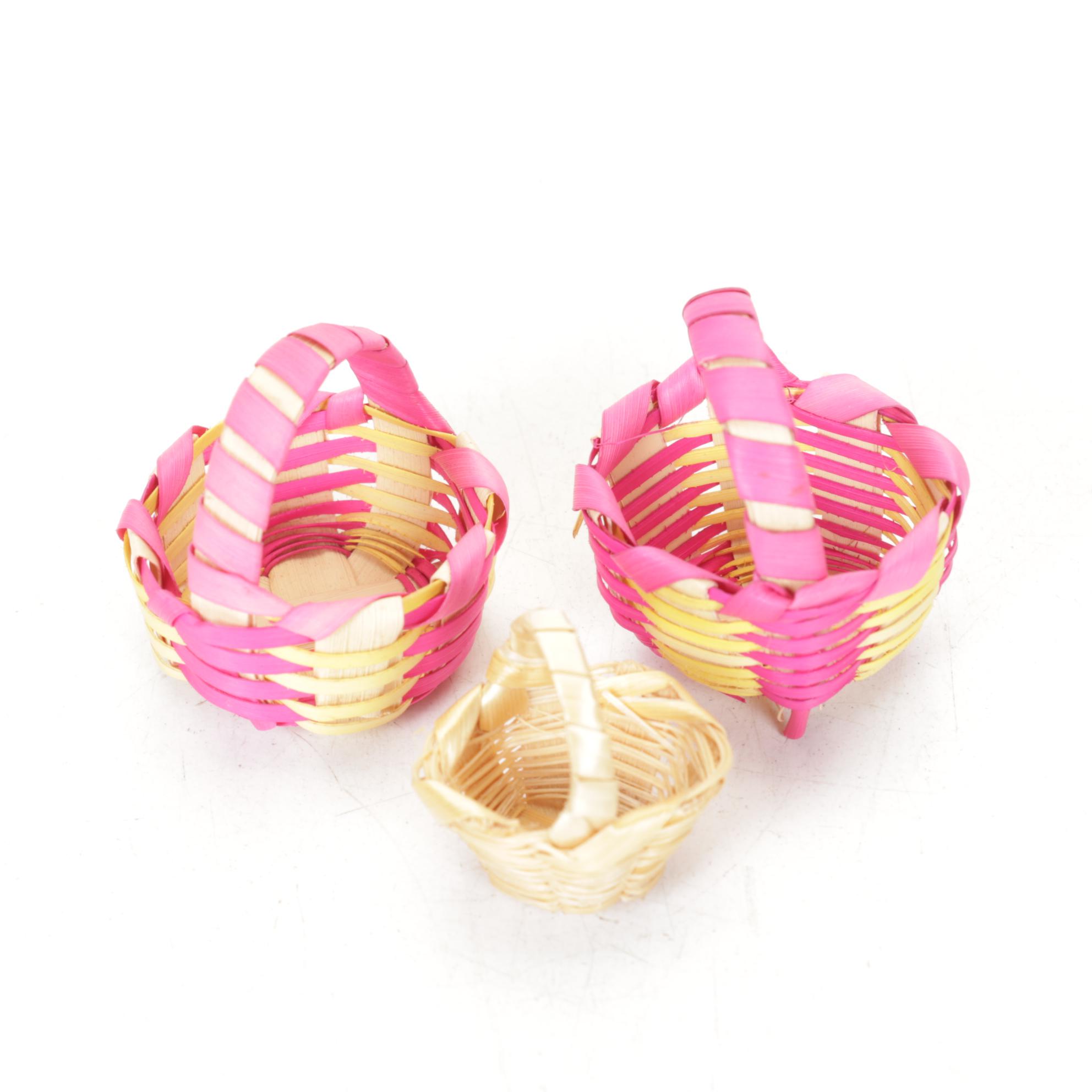 Handmade Polish Straw Ornaments and Small Woven Baskets