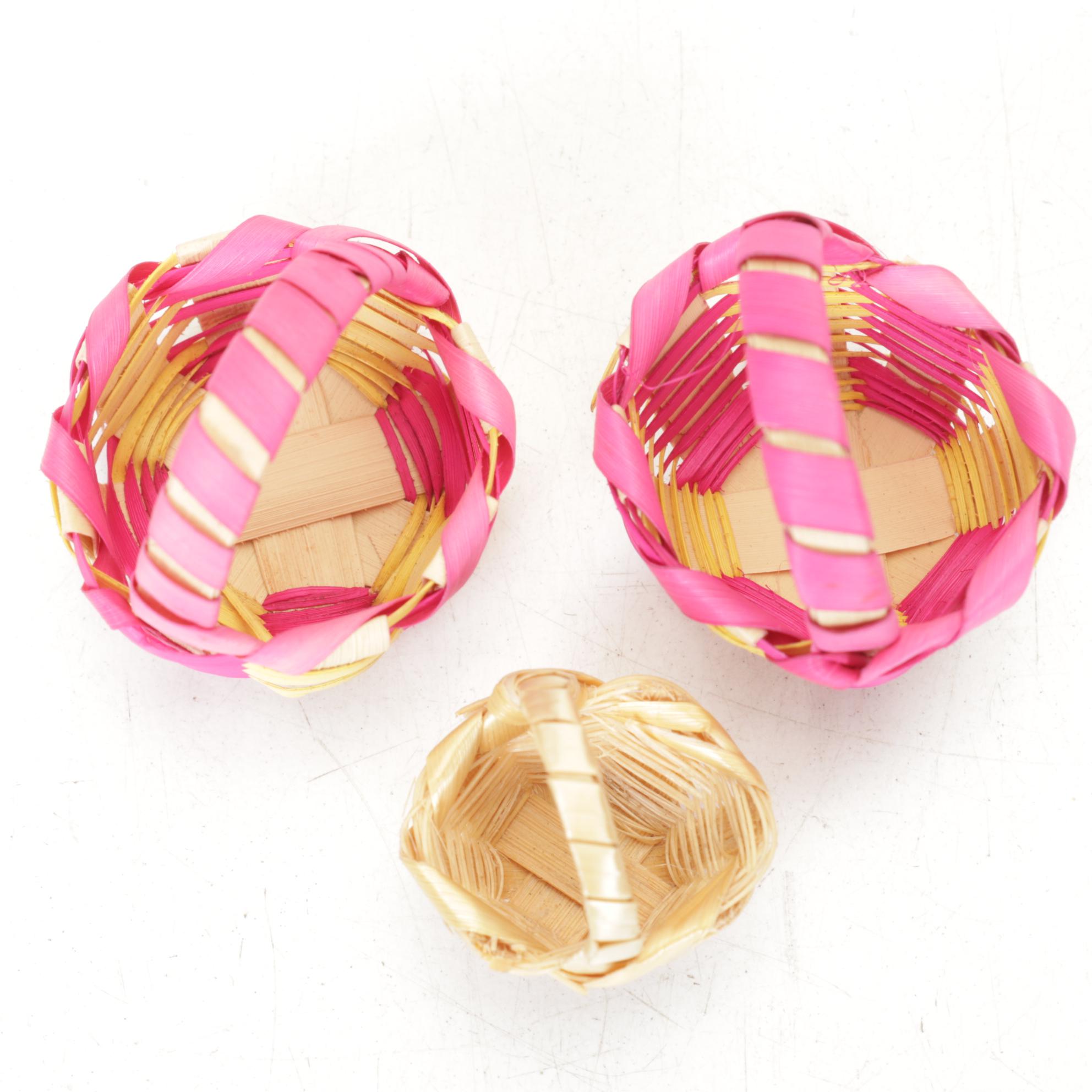 Handmade Polish Straw Ornaments and Small Woven Baskets