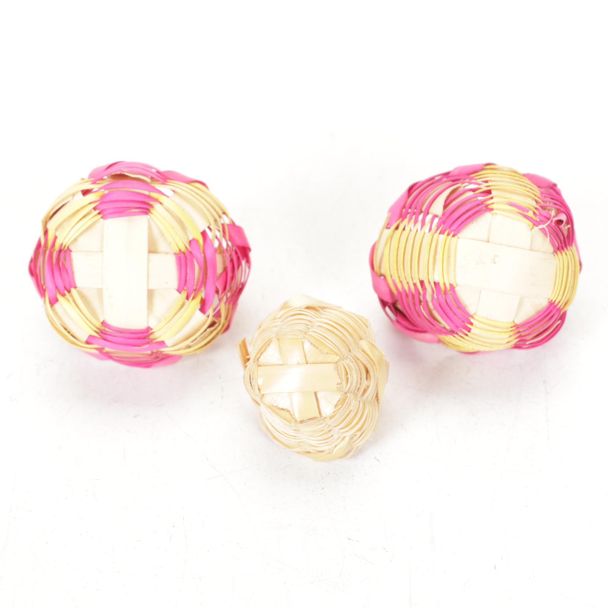 Handmade Polish Straw Ornaments and Small Woven Baskets