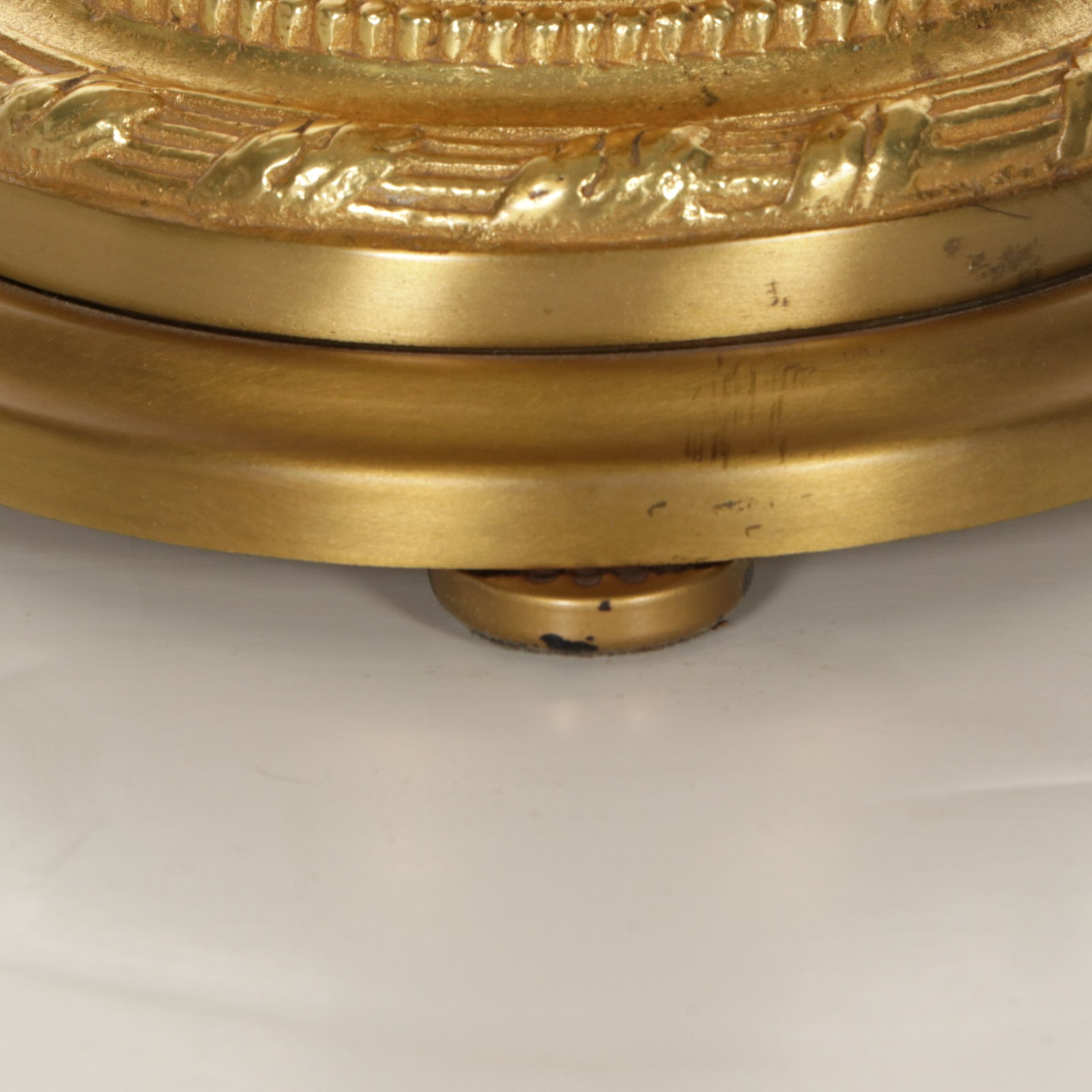 Gilt Brass and Crystal Five-Arm Girandole Table Lamp with Clip-on Silk Shades