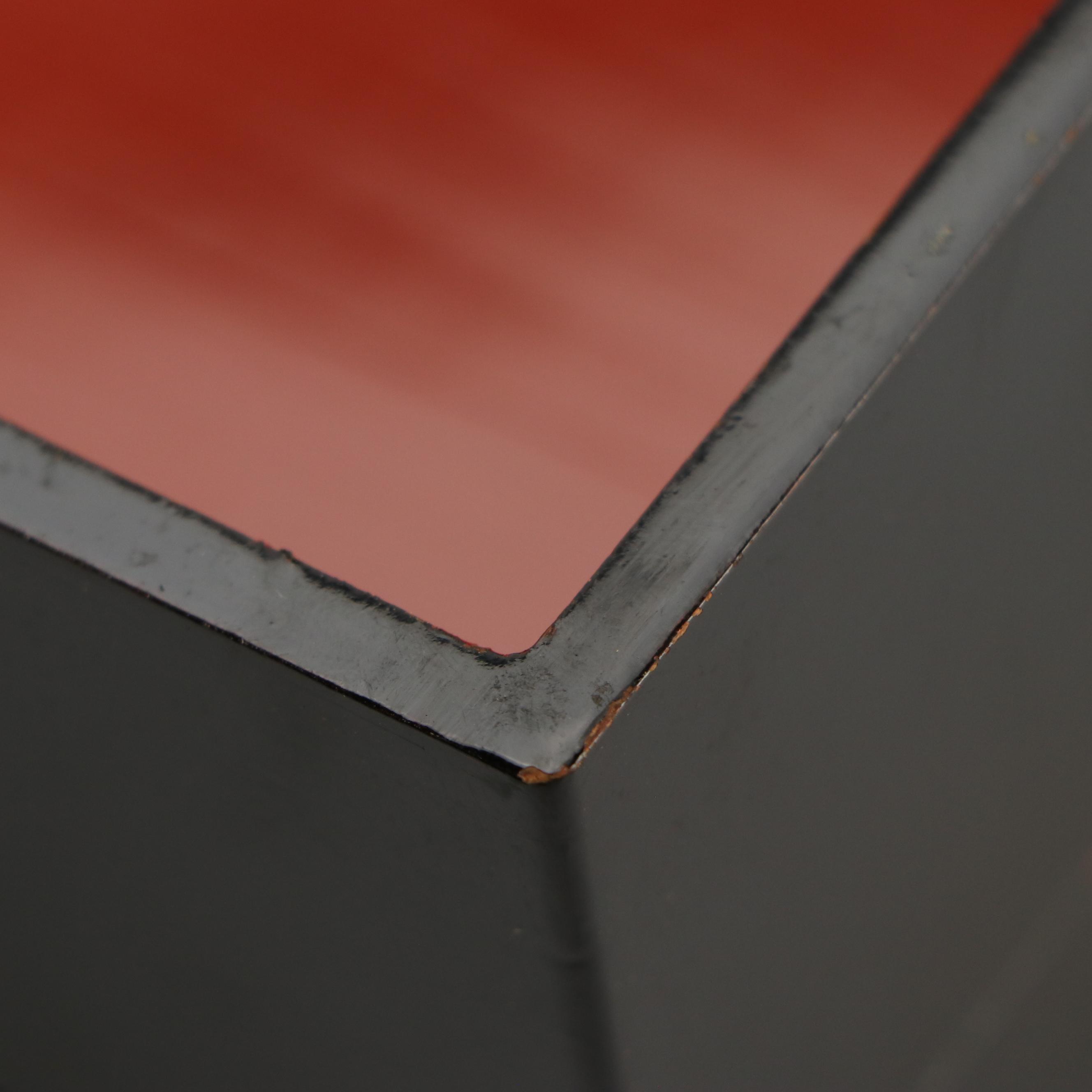 Japanese Jūbako Lacquered Wooden Boxes with Flying Cranes and Wooden Crate