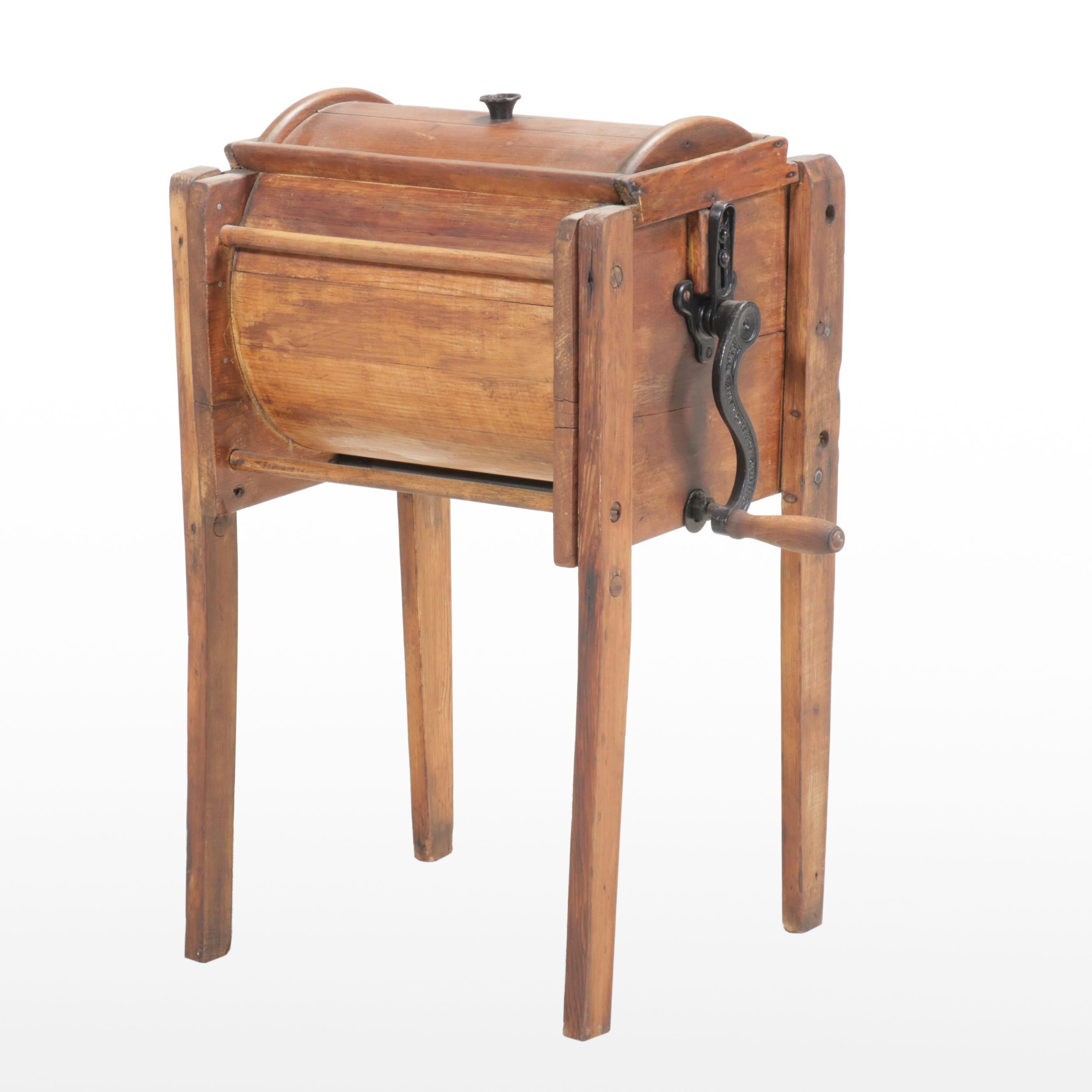 The Blanchard Churn Primitive Wood Butter Churn, 19th Century