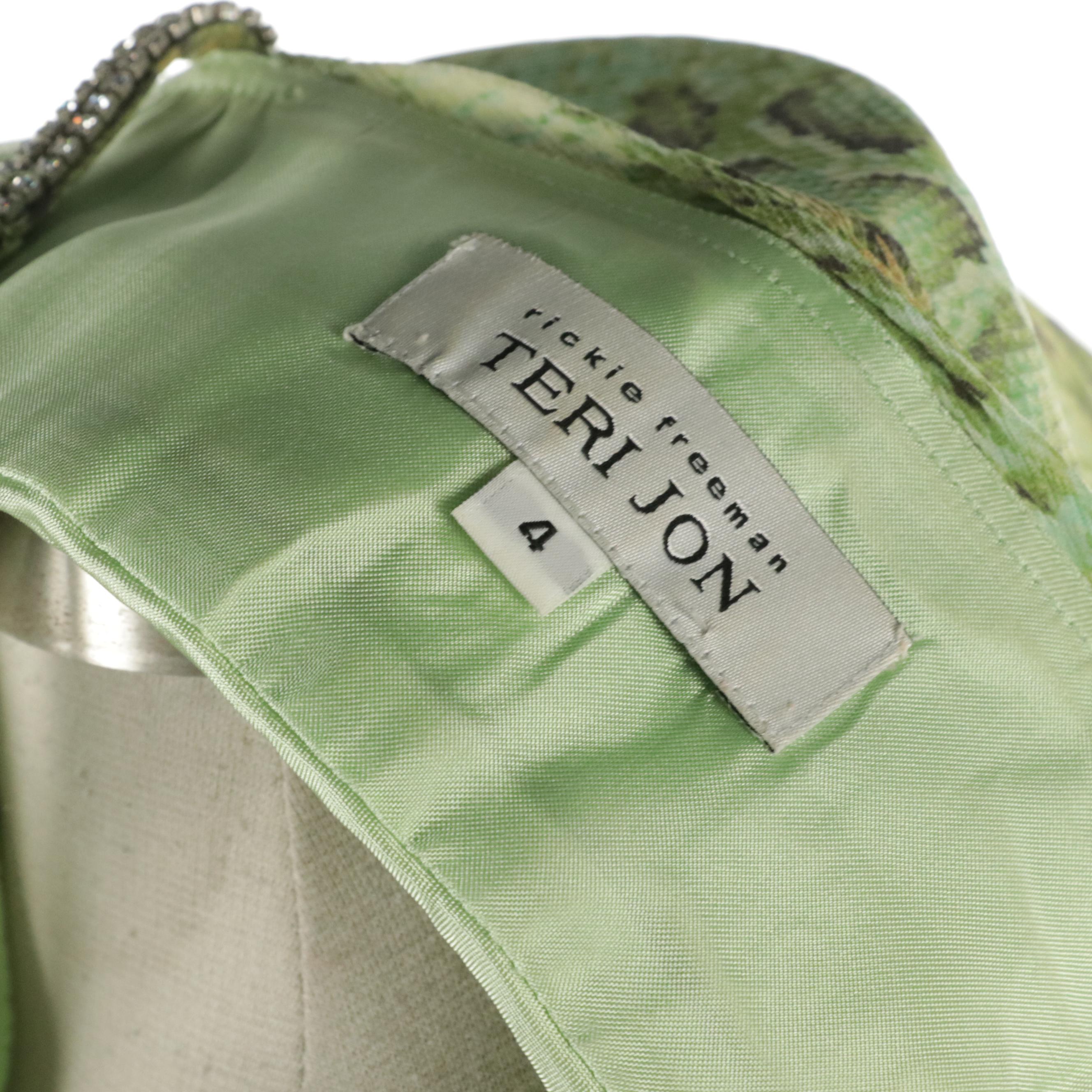 Teri Jon by Rickie Freeman Rhinestone Strap Midi Dress & Scarf in Snakeskin Silk