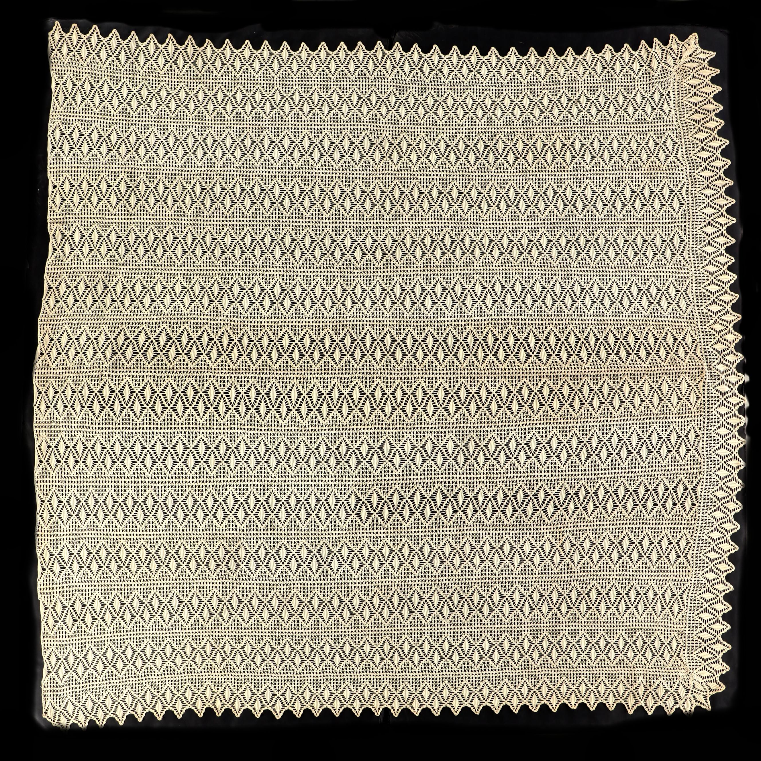 Handmade Crochet Diamond Lace Pattern Queen Coverlet