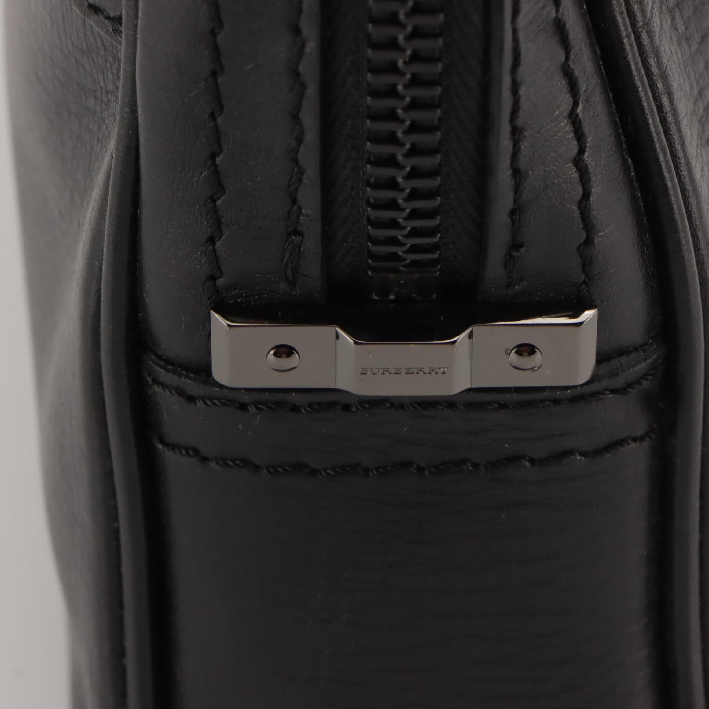 Burberry Two-Way Briefcase in Black Embossed Leather