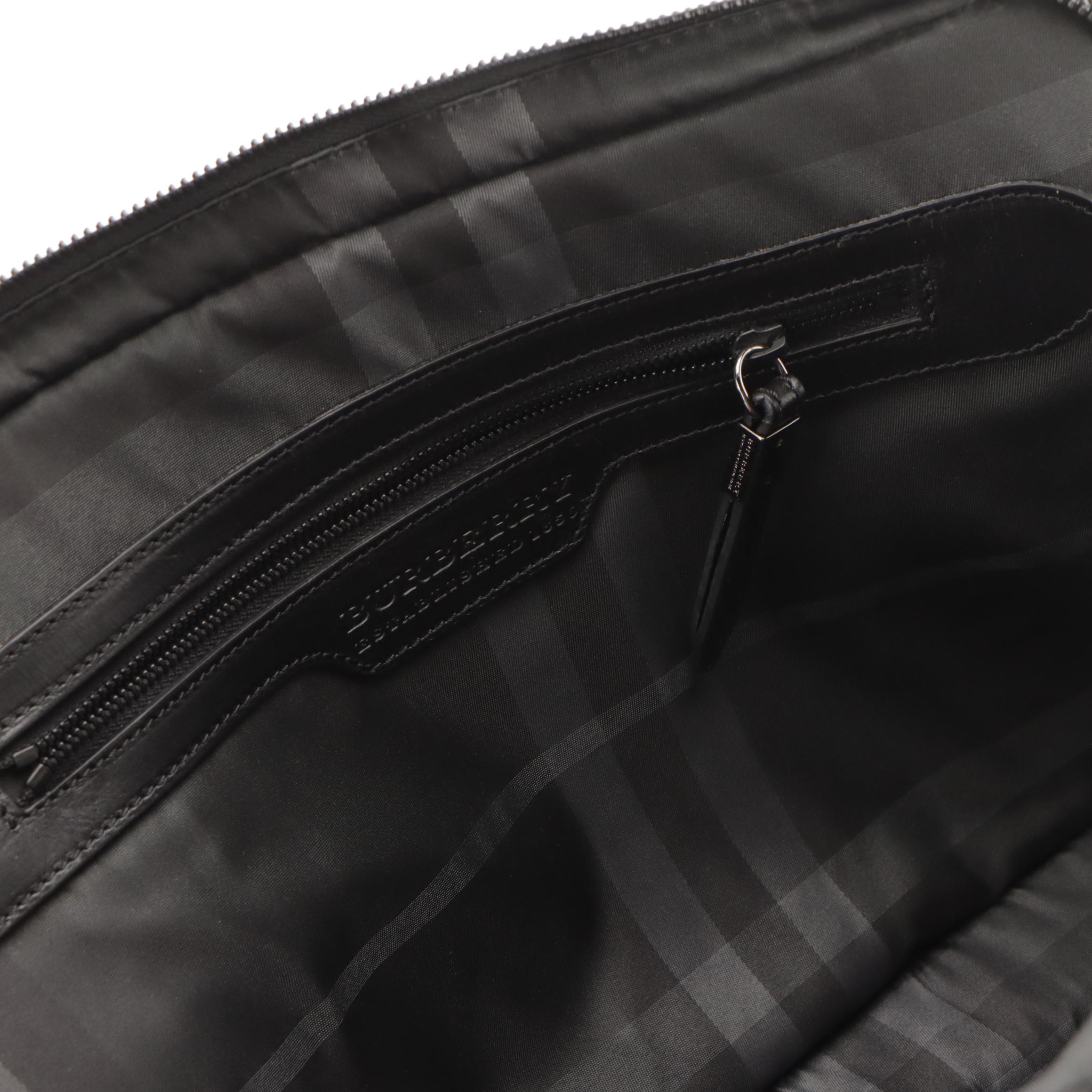 Burberry Two-Way Briefcase in Black Embossed Leather