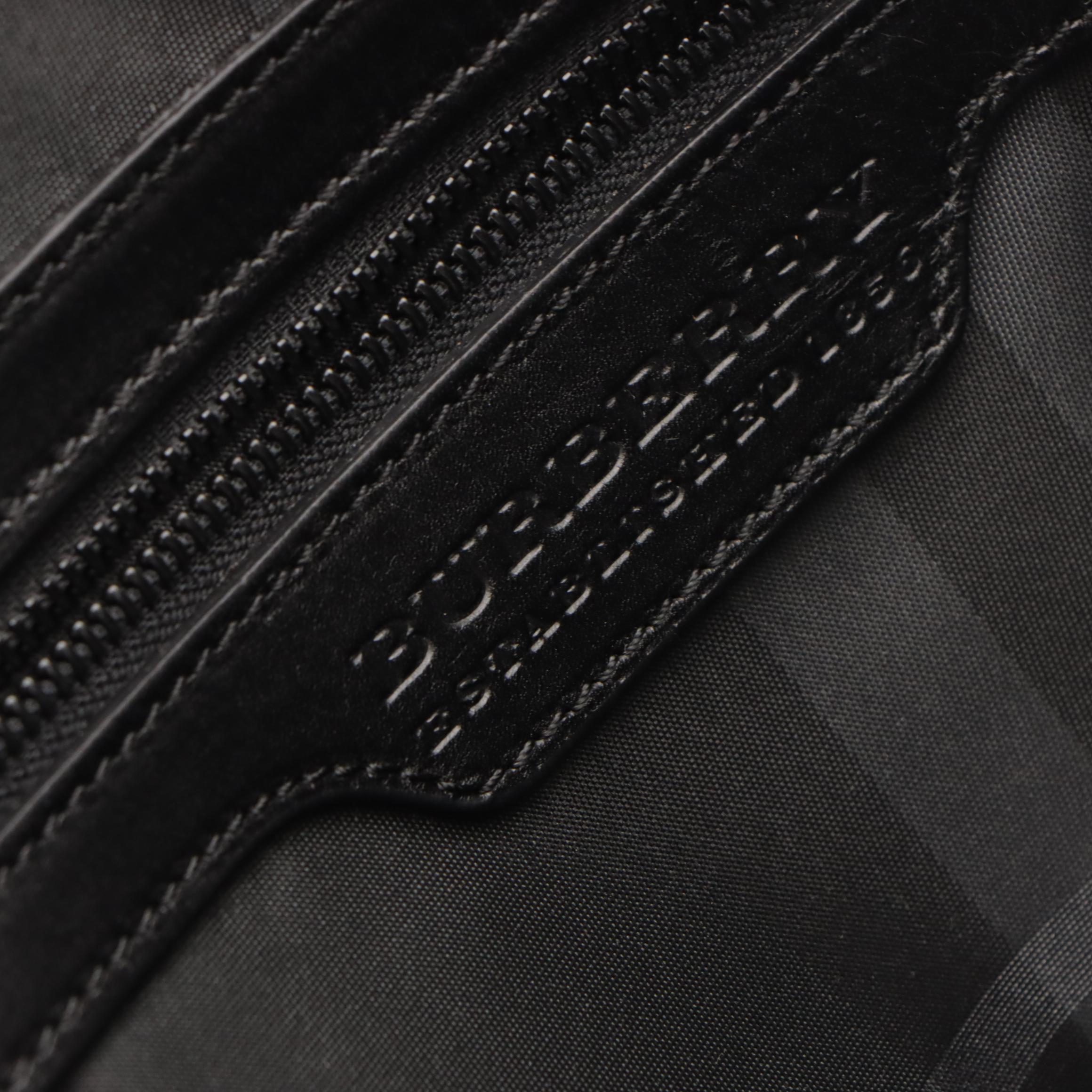 Burberry Two-Way Briefcase in Black Embossed Leather