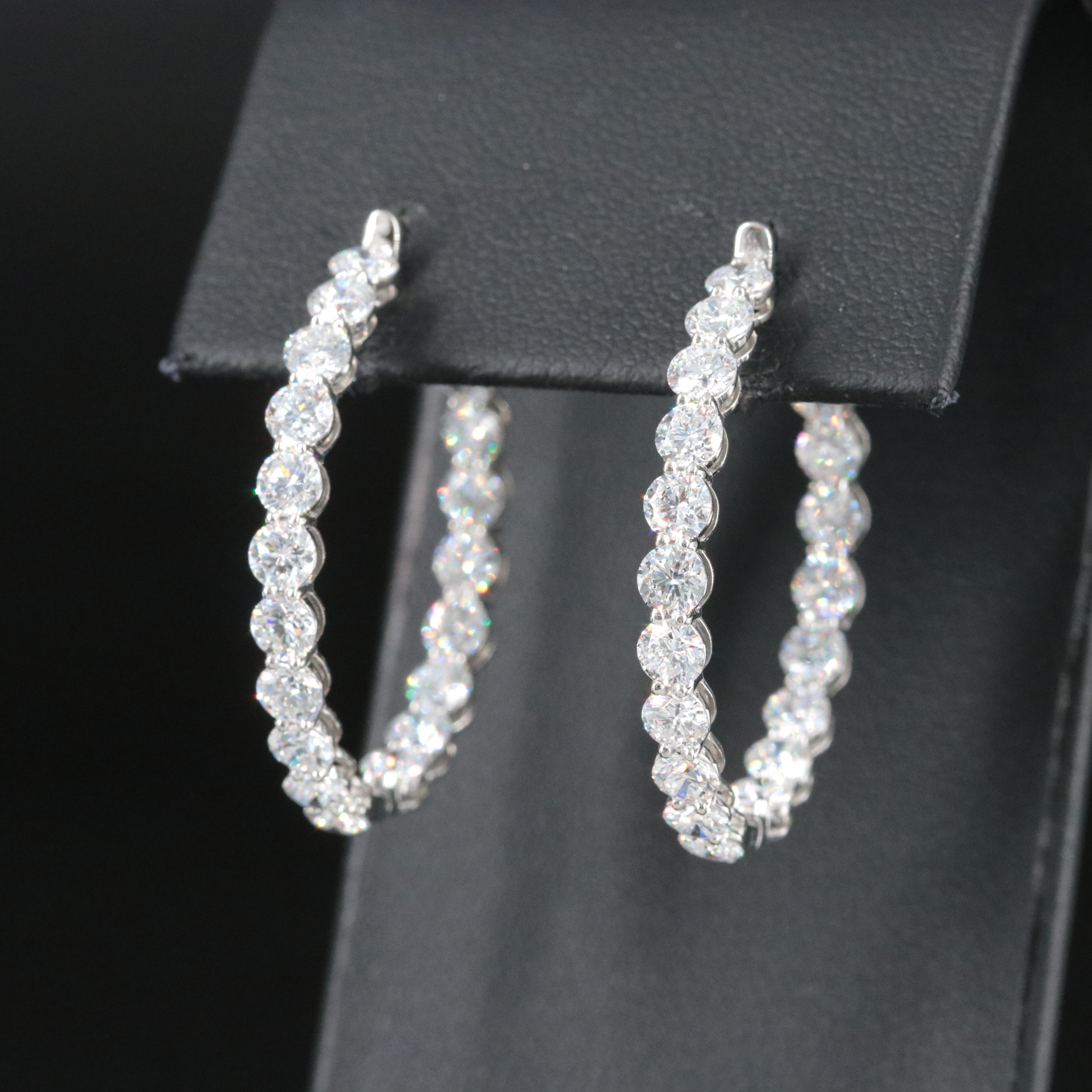 Platinum 5.96 CTW Lab Grown Diamond Inside-Out Hoop Earrings