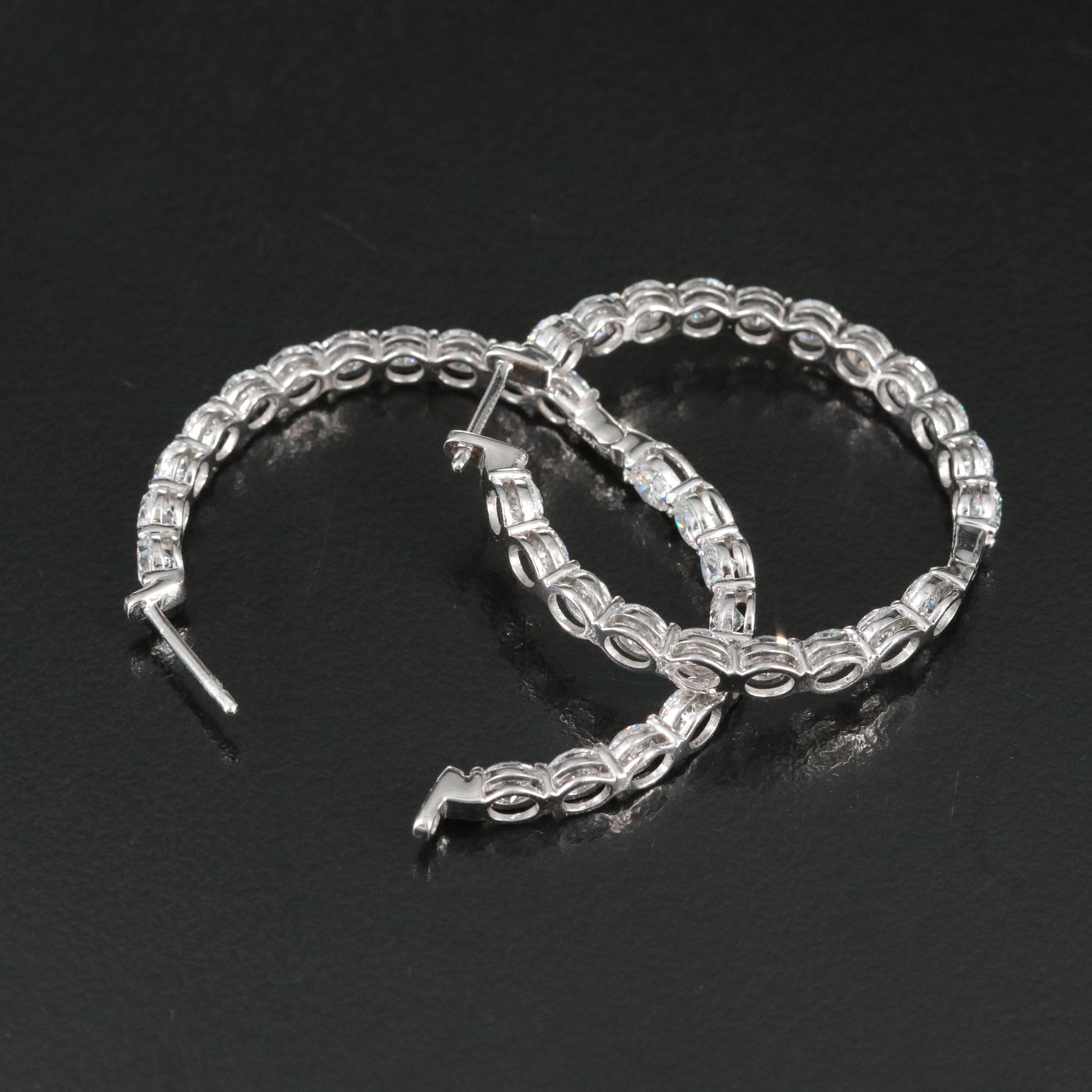 Platinum 5.96 CTW Lab Grown Diamond Inside-Out Hoop Earrings