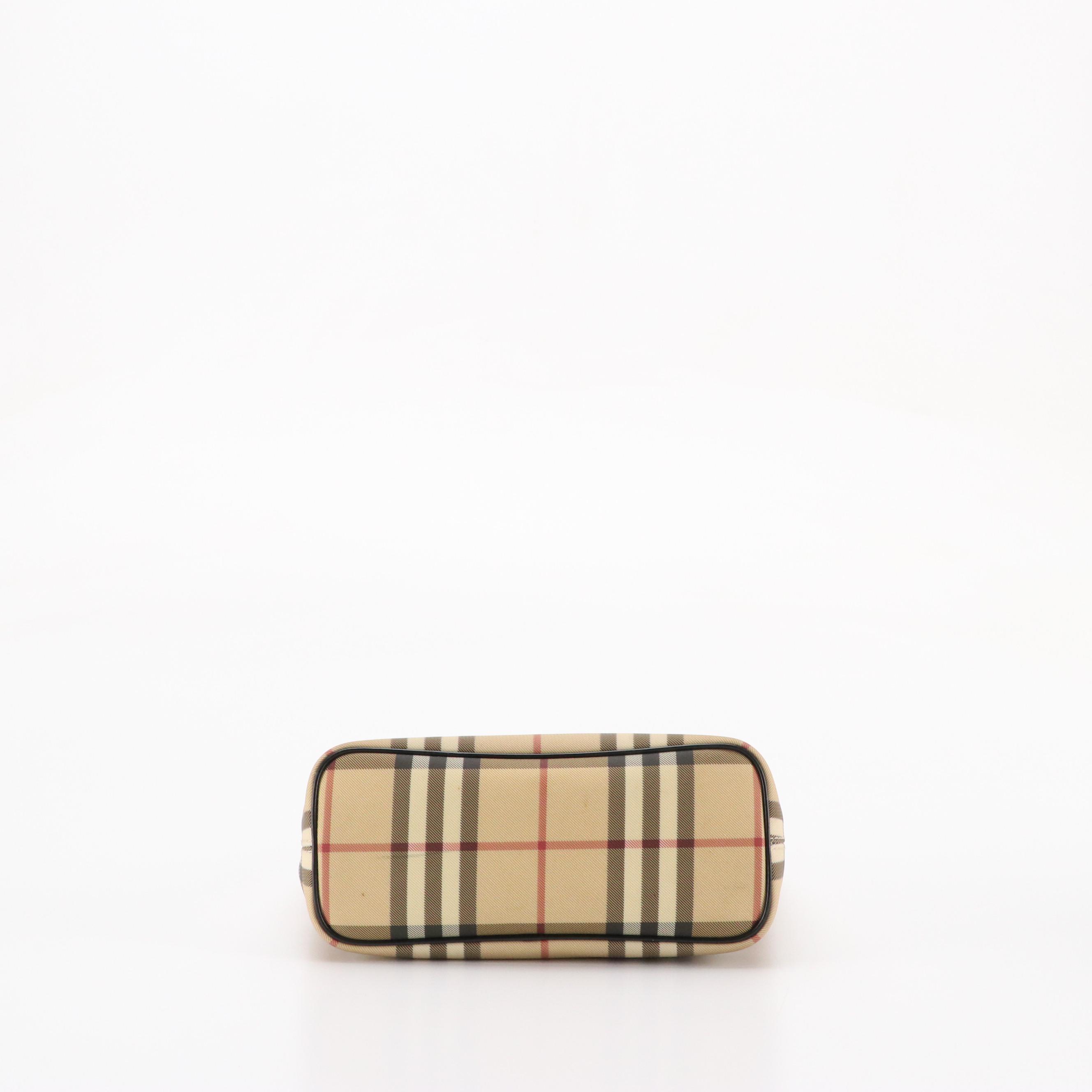 Burberry Small Tote in Nova Check Nylon Canvas and Black Leather Trim