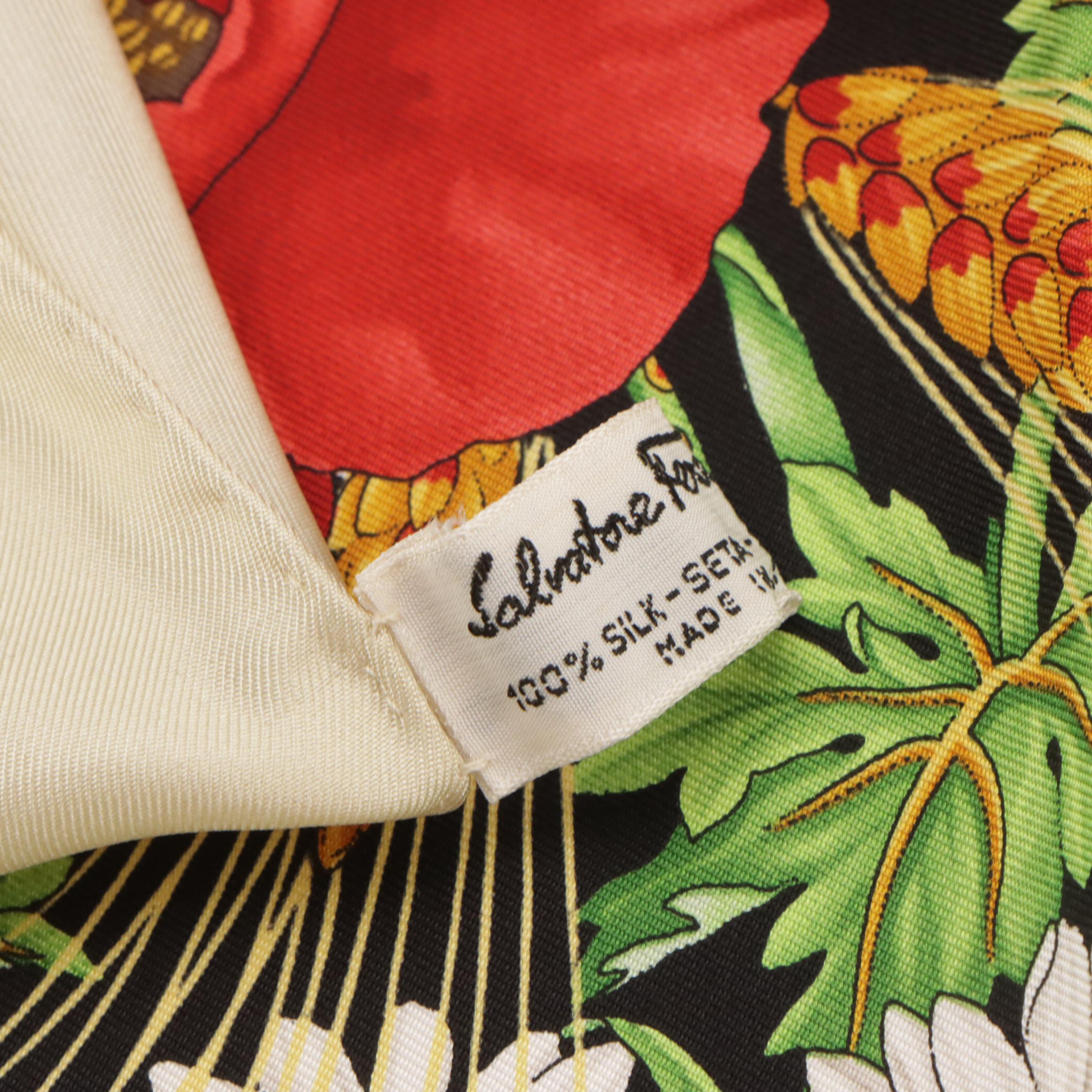 Salvatore Ferragamo Marsh Birds Scarf 90 in Silk Twill with Gift Sleeve