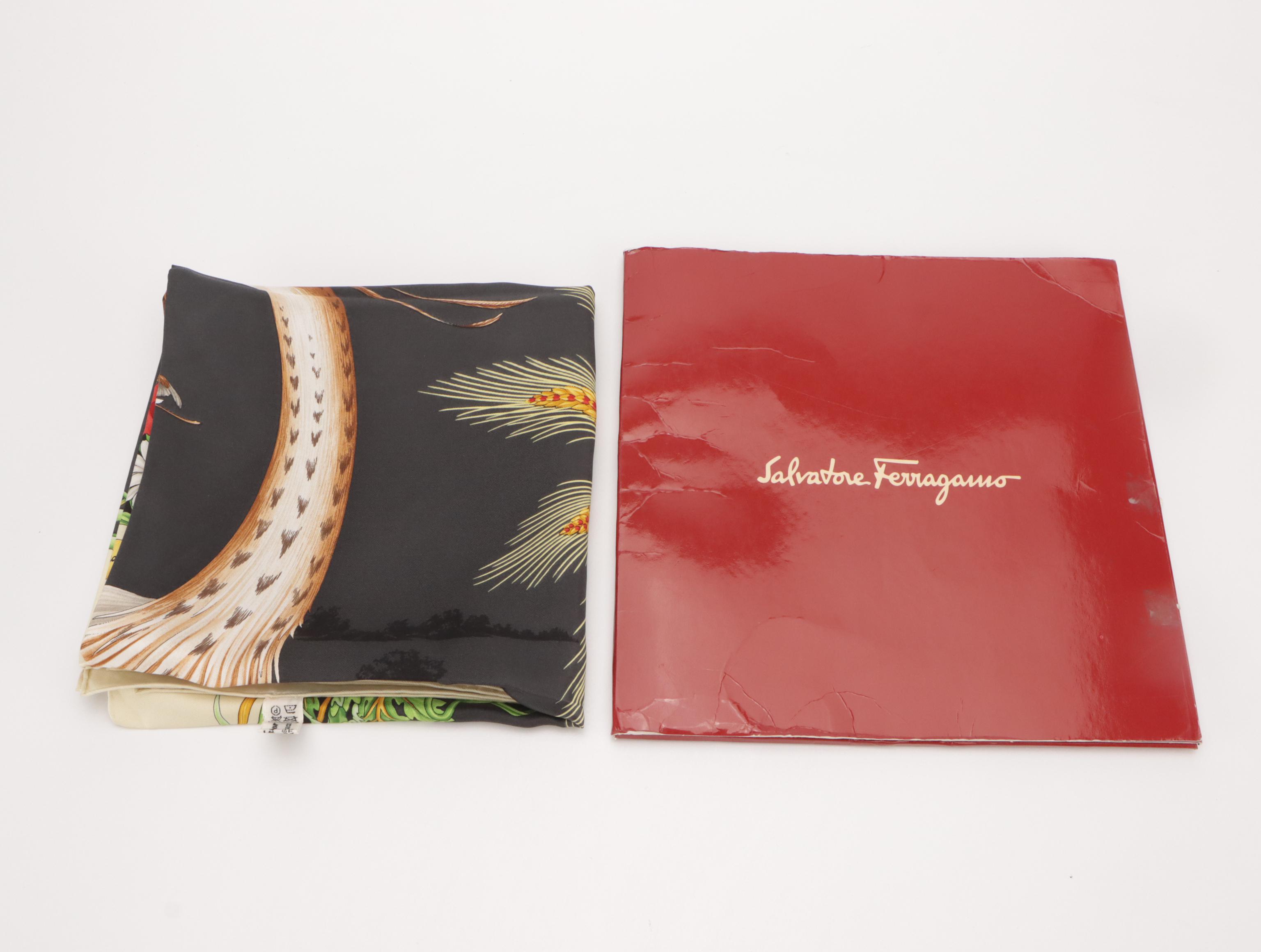 Salvatore Ferragamo Marsh Birds Scarf 90 in Silk Twill with Gift Sleeve