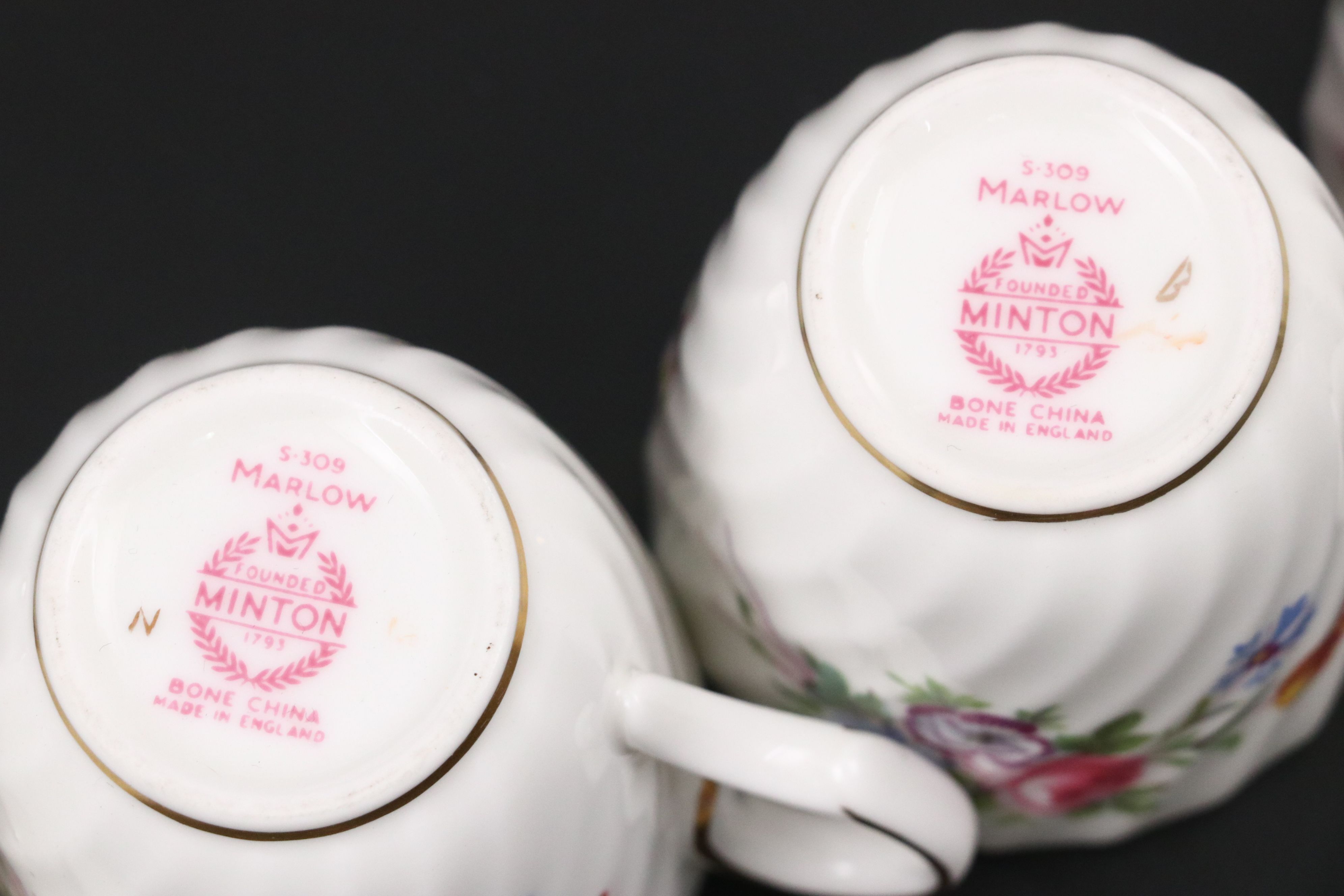 Minton "Marlow" Bone China Demitasse Cups and Saucers with Silver Plate Tray
