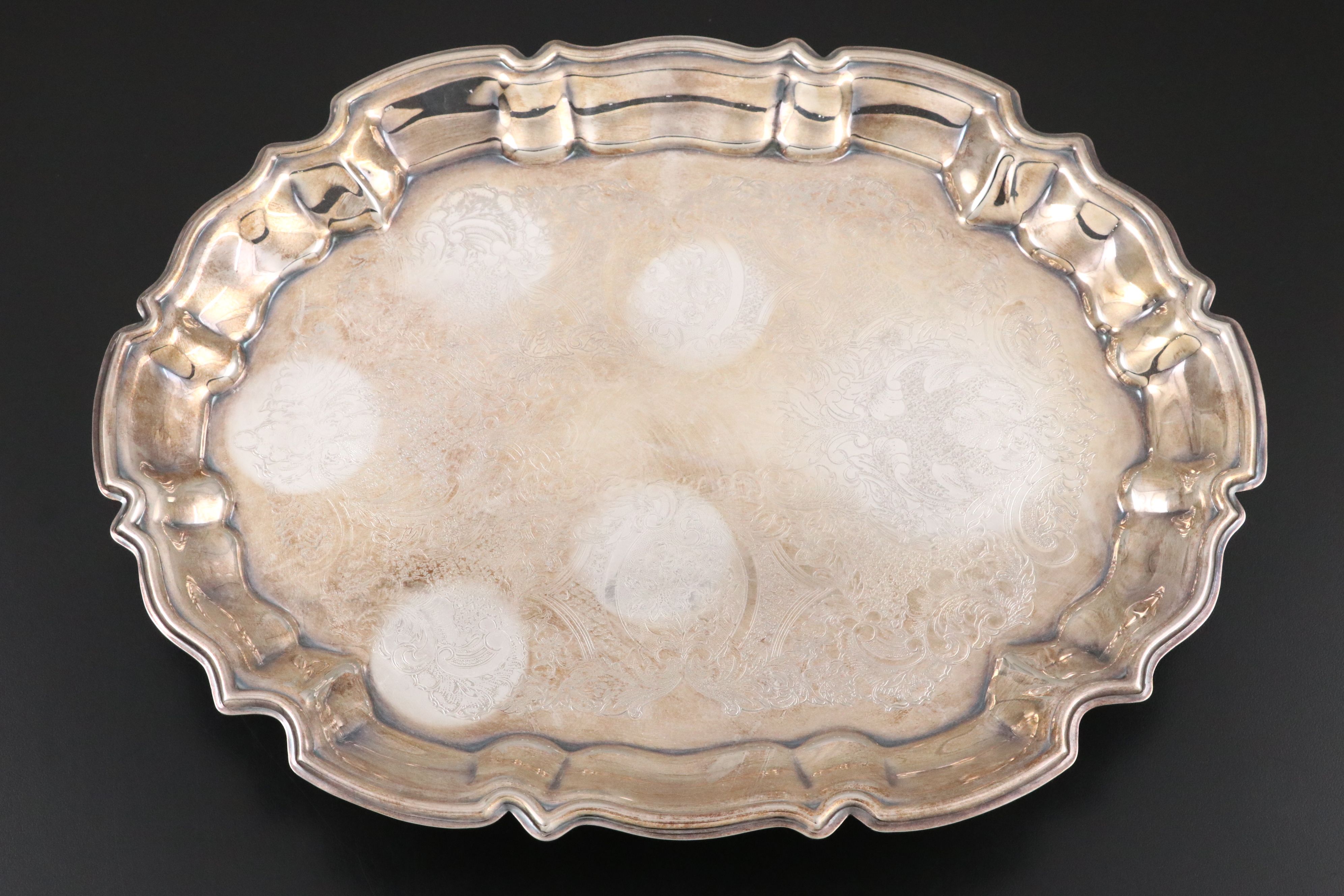 Minton "Marlow" Bone China Demitasse Cups and Saucers with Silver Plate Tray