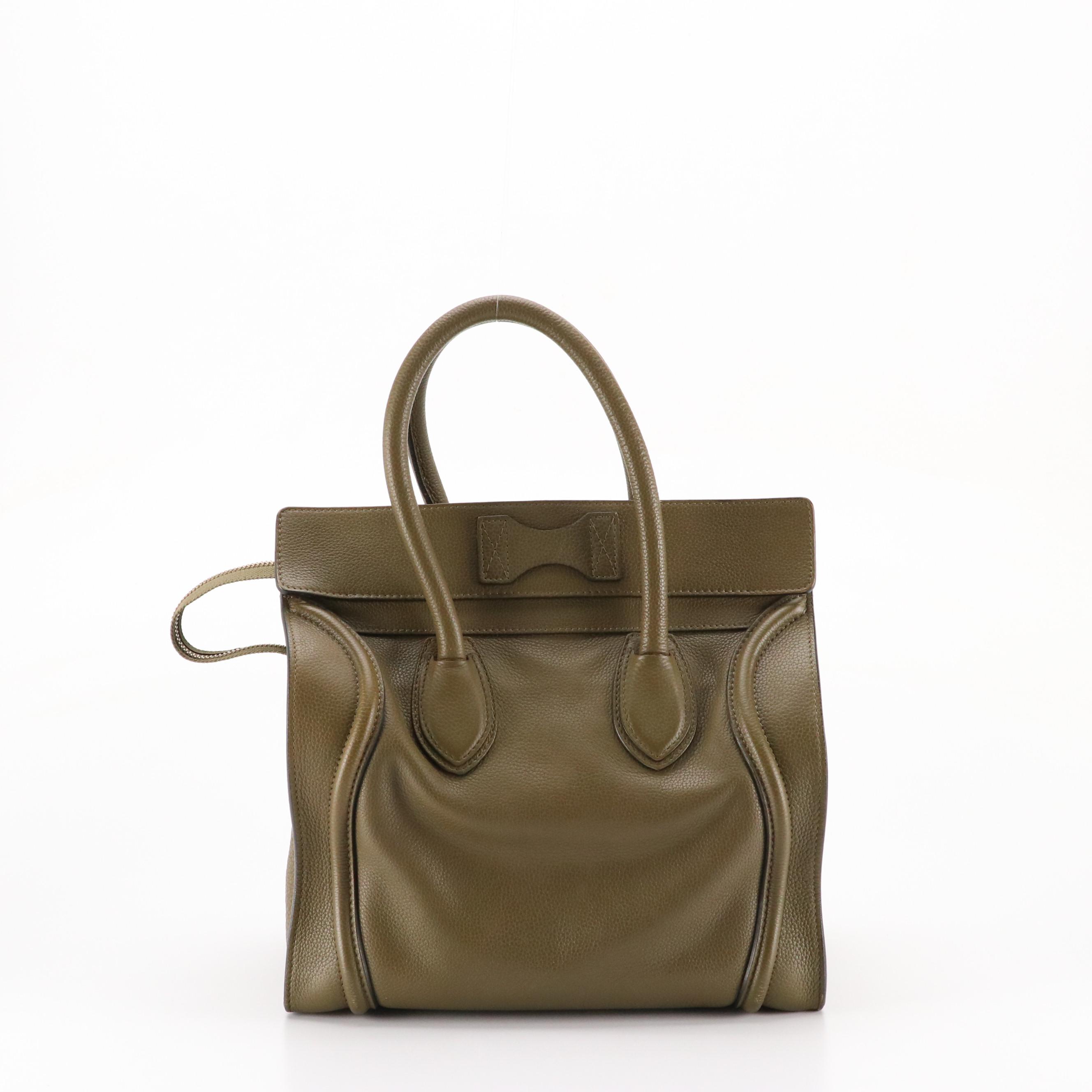 Celine Mini Luggage Tote in Olive Green Calfskin Leather