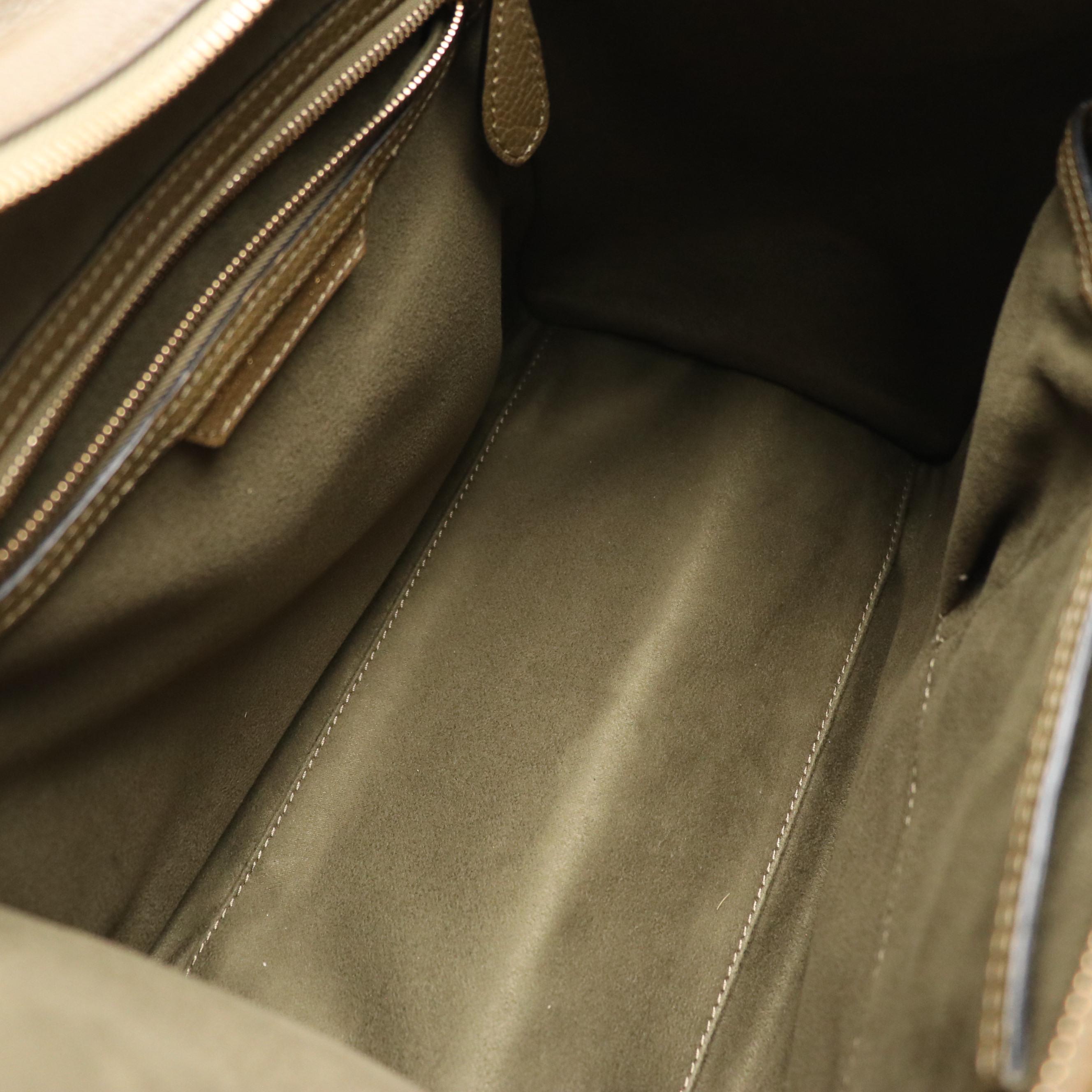 Celine Mini Luggage Tote in Olive Green Calfskin Leather