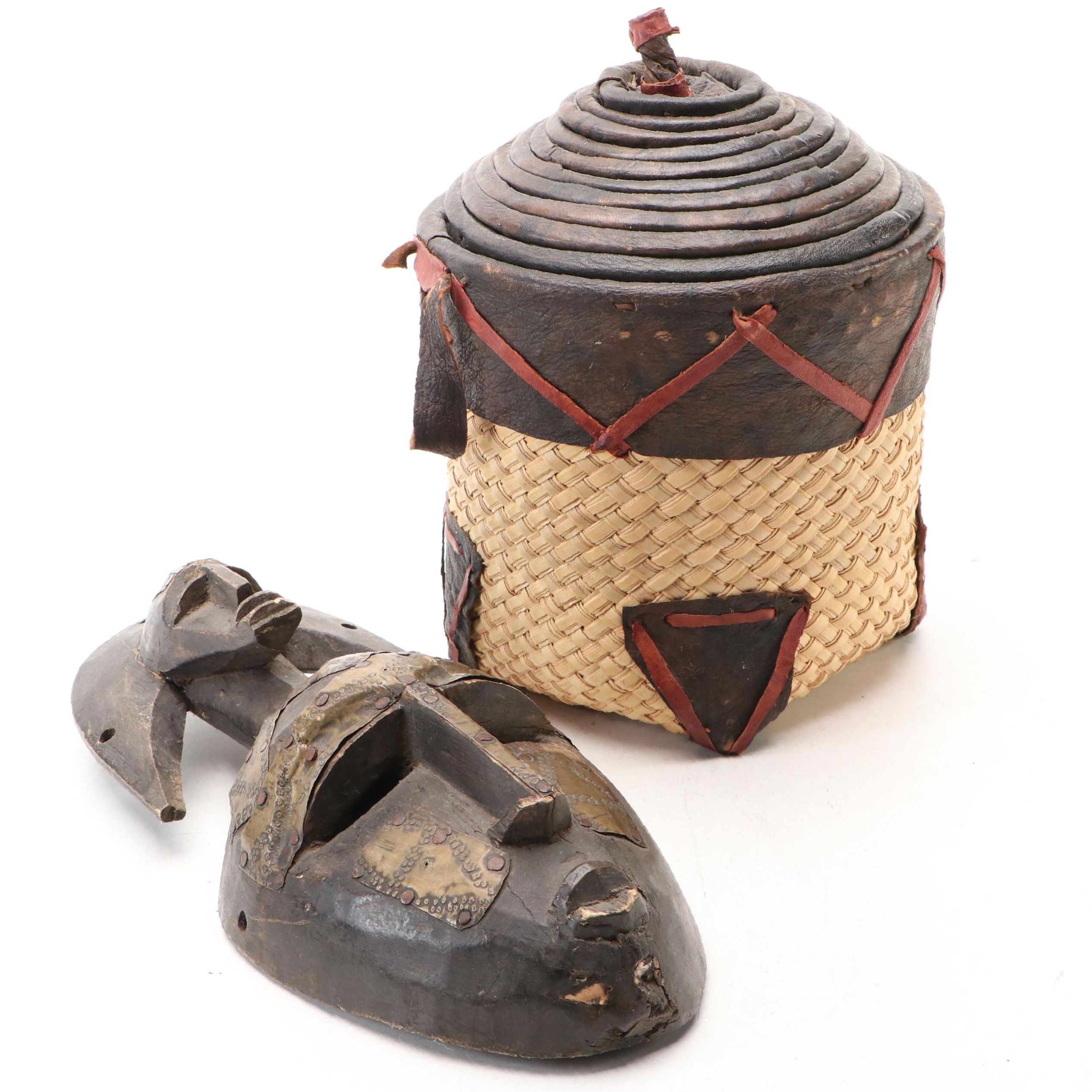 West African Marka Kore Passport Mask with Bobo Nesting Basket Set