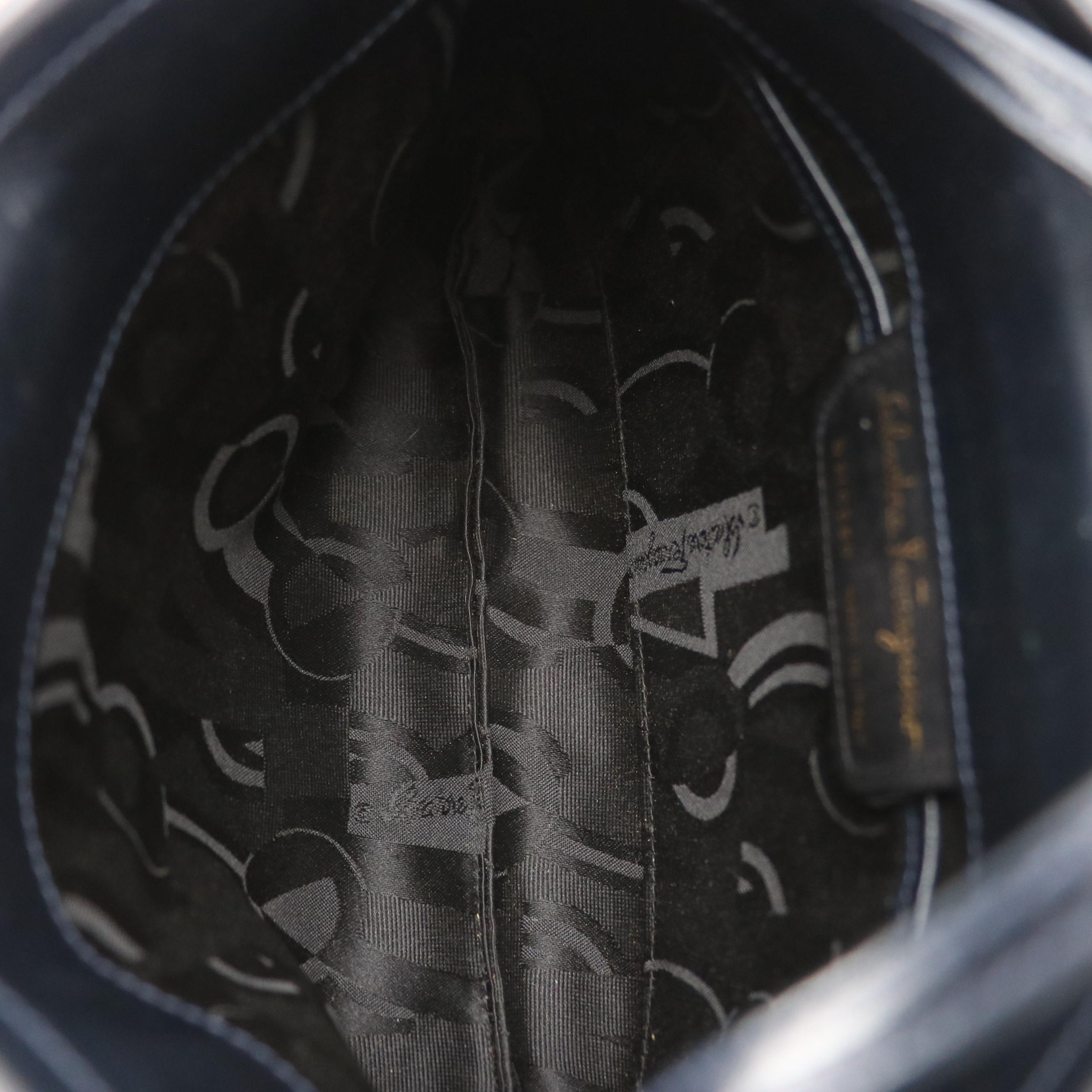 Salvatore Ferragamo Vara Crossbody Clutch in Navy Blue Calfskin Leather