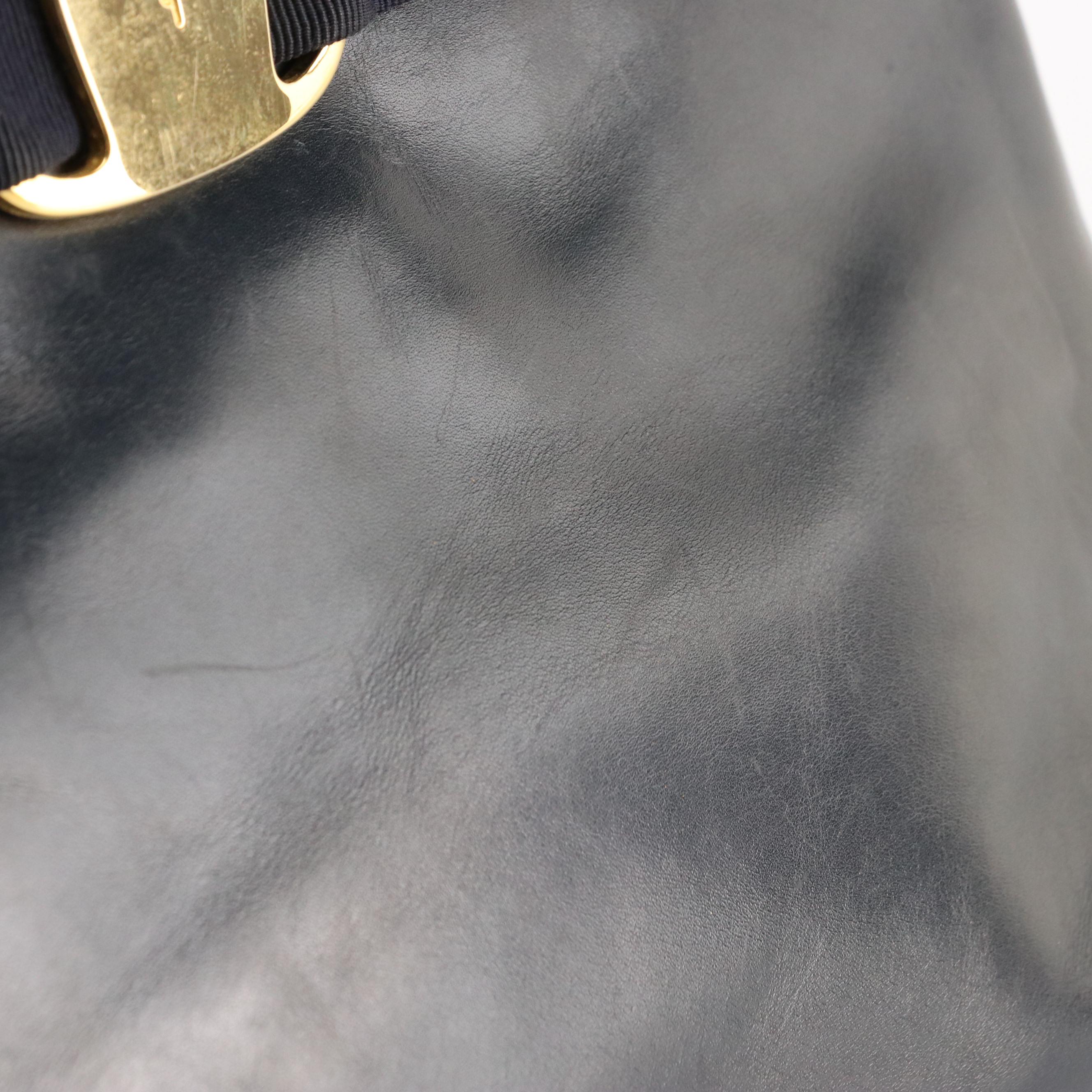 Salvatore Ferragamo Vara Crossbody Clutch in Navy Blue Calfskin Leather