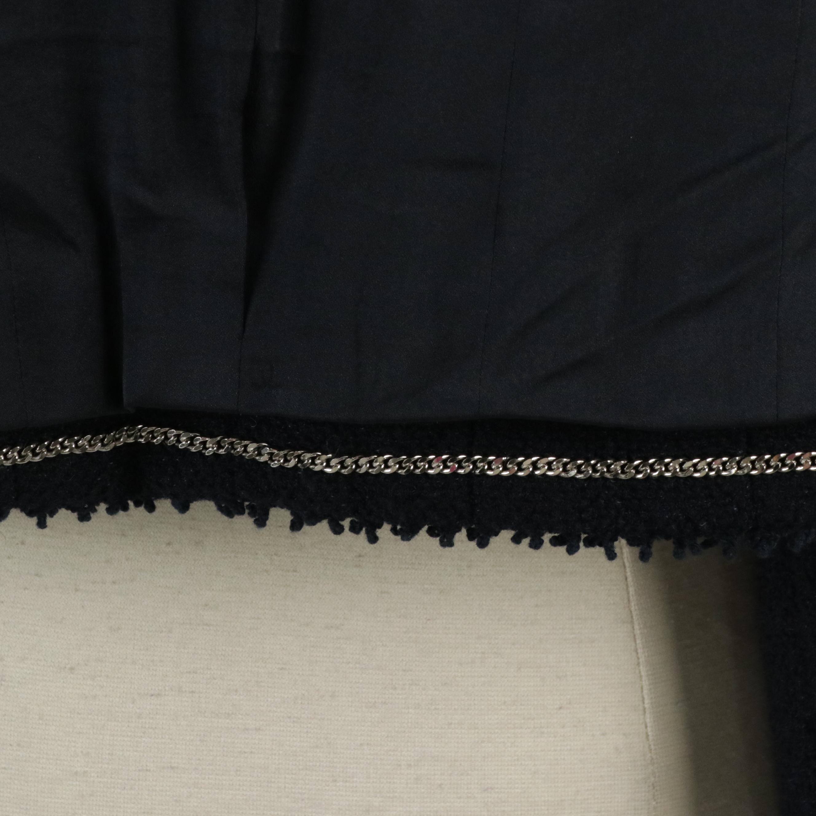 Chanel Boutique Vintage Tweed-Trimmed Blazer in Navy Blue Wool Blend