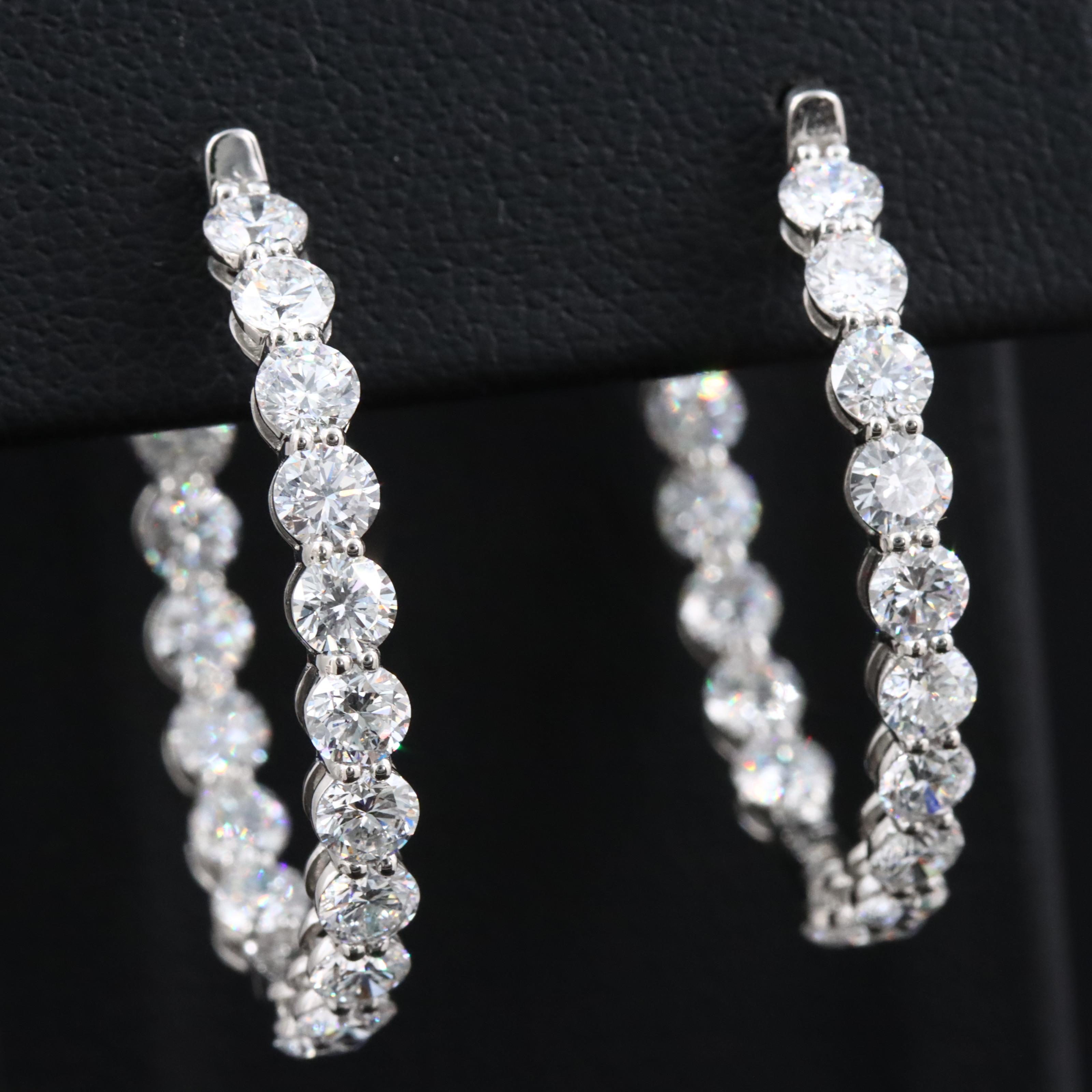 Platinum 5.88 CTW Lab Grown Diamond Inside Out Hoop Earrings