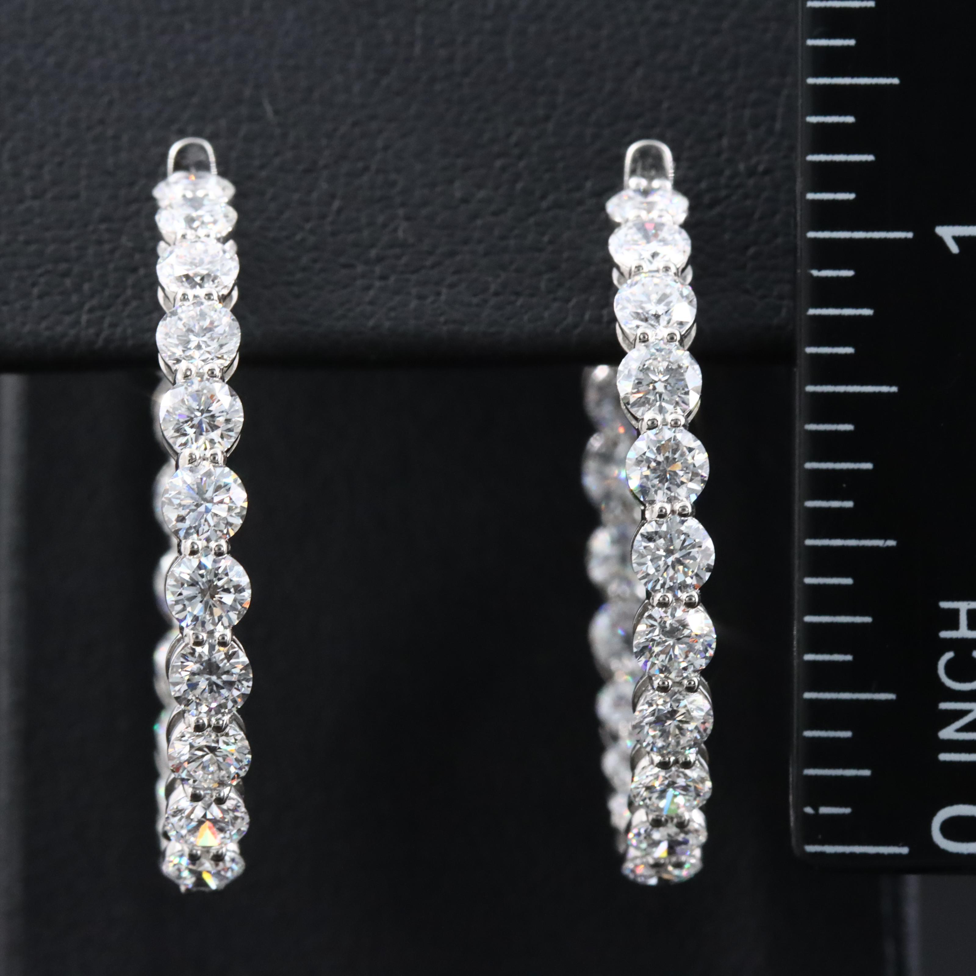 Platinum 5.88 CTW Lab Grown Diamond Inside Out Hoop Earrings