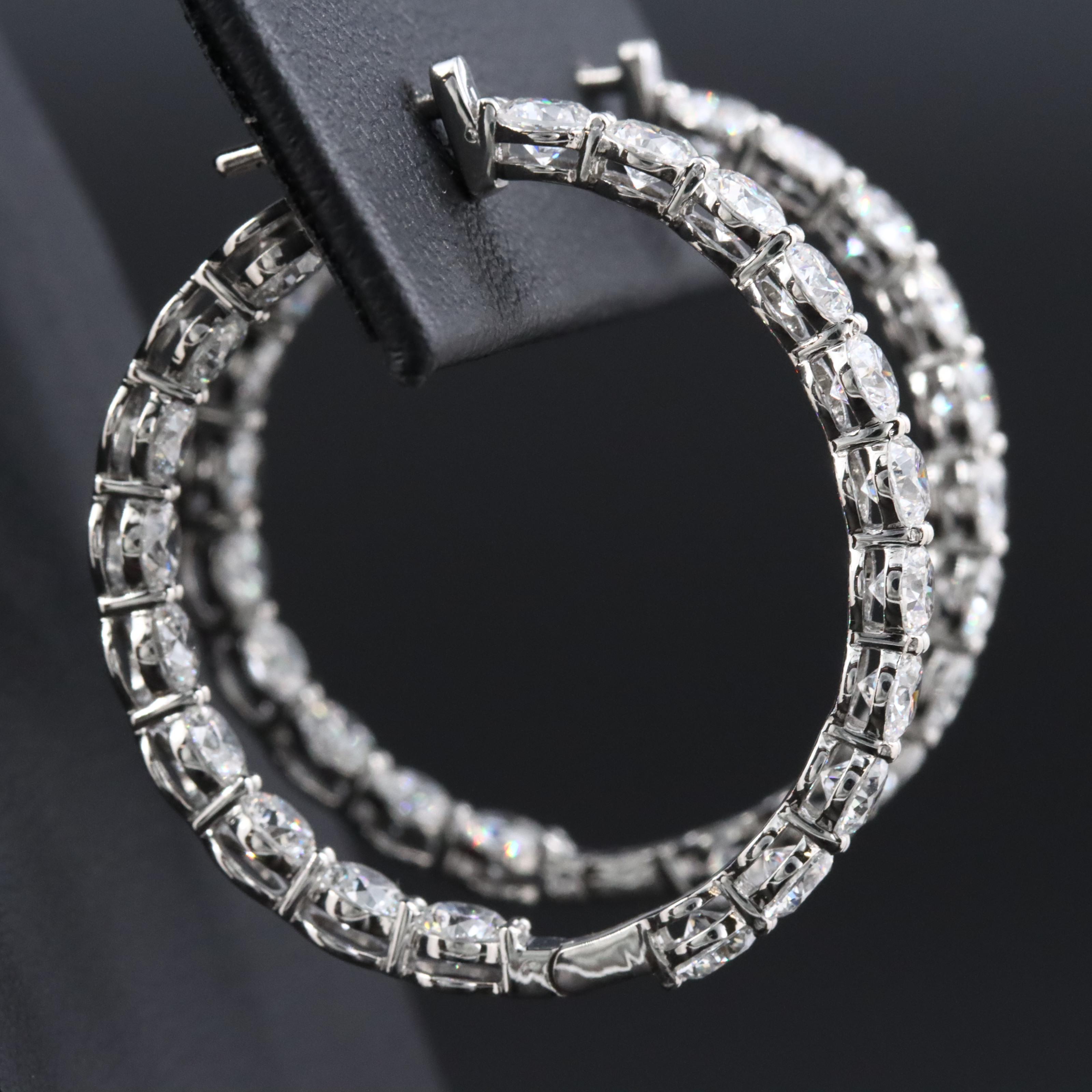 Platinum 5.88 CTW Lab Grown Diamond Inside Out Hoop Earrings
