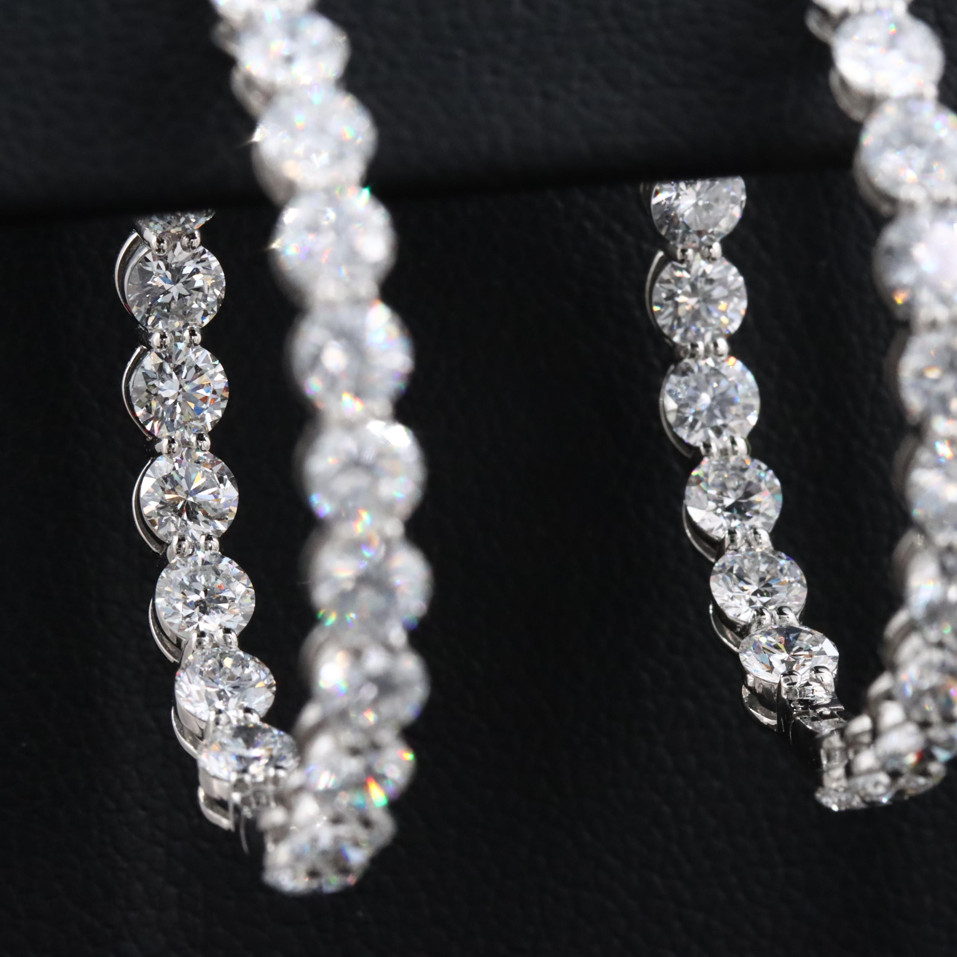 Platinum 5.88 CTW Lab Grown Diamond Inside Out Hoop Earrings