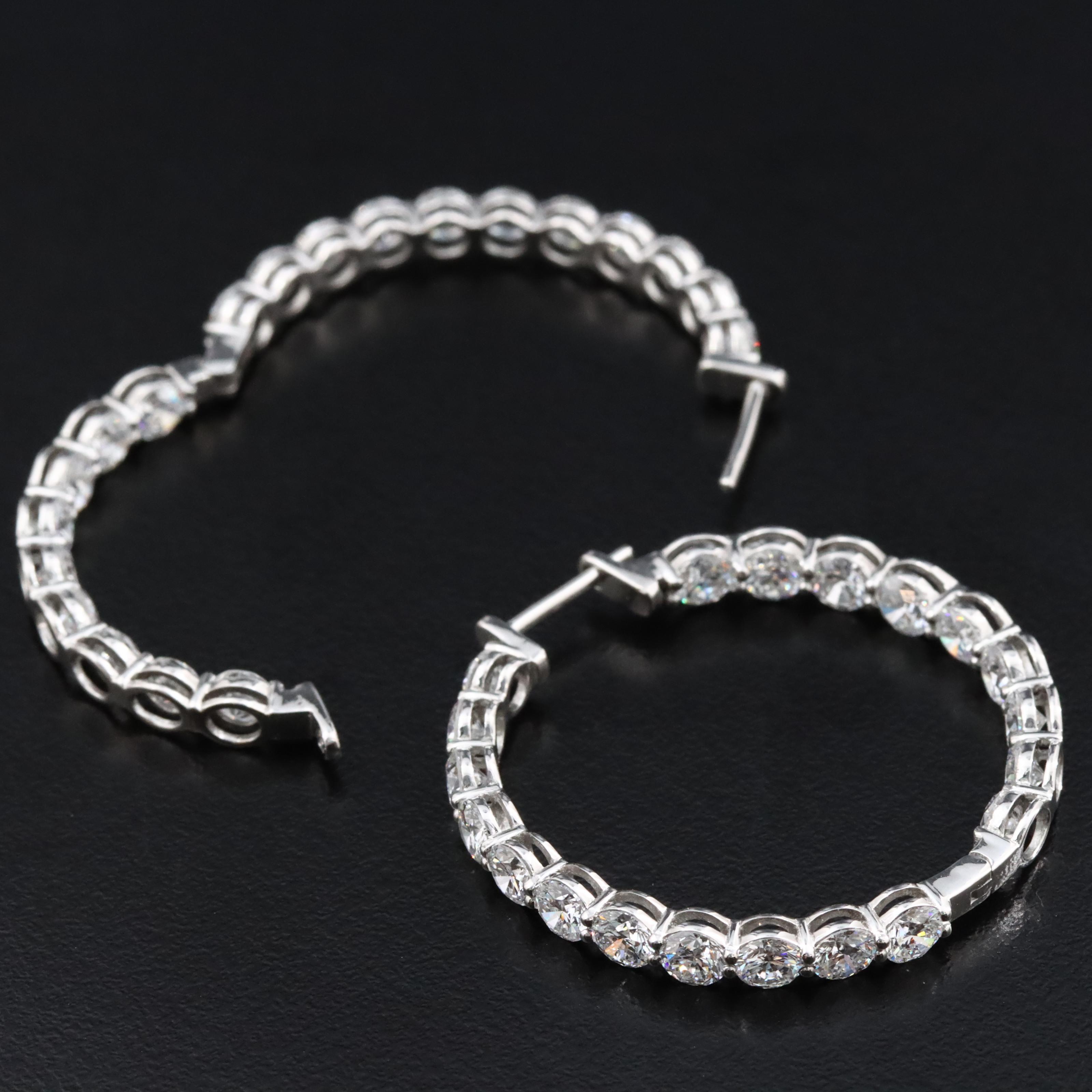 Platinum 5.88 CTW Lab Grown Diamond Inside Out Hoop Earrings