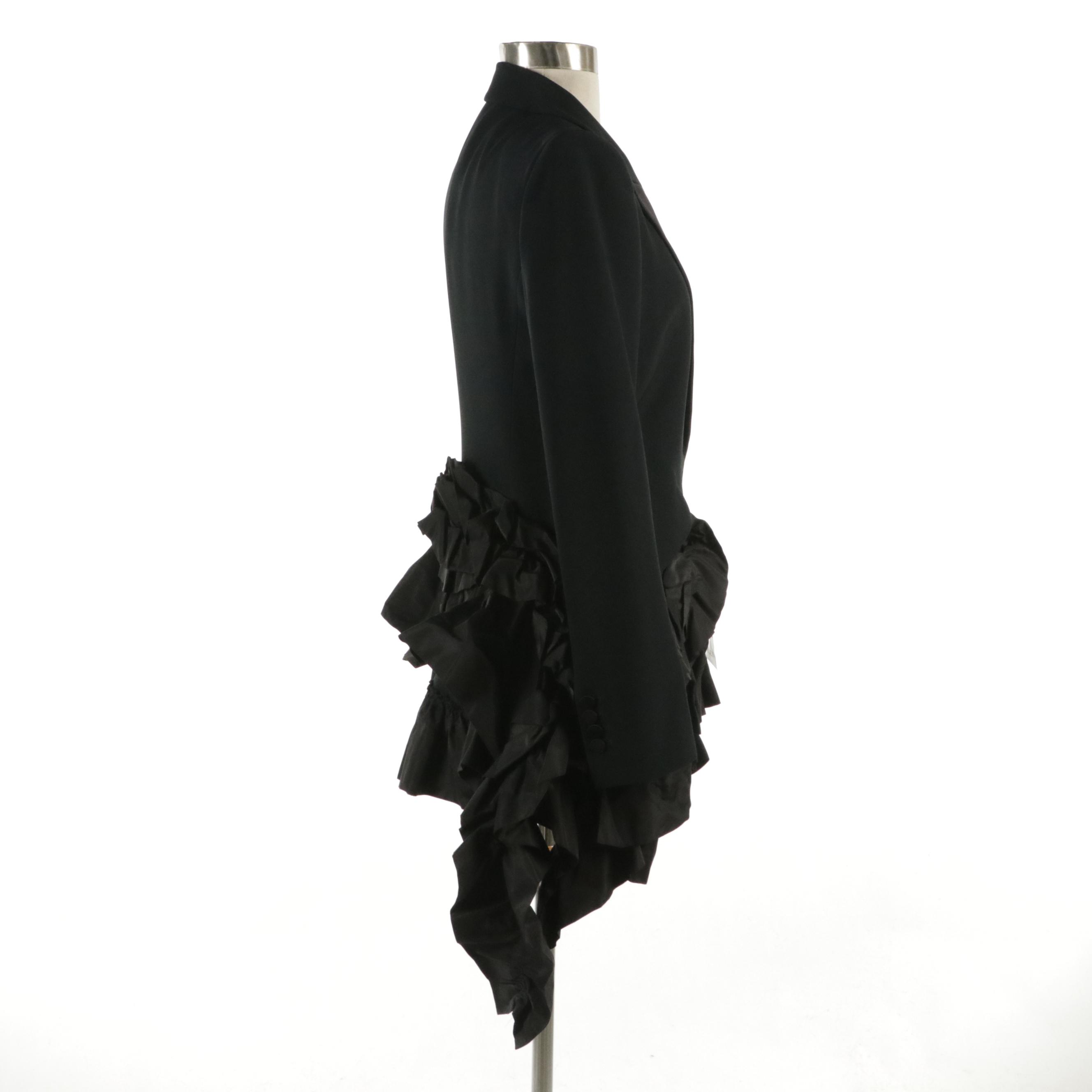 Alexander Mcqueen Asymmetrical Ruffled Hem Blazer Jacket, With Tags