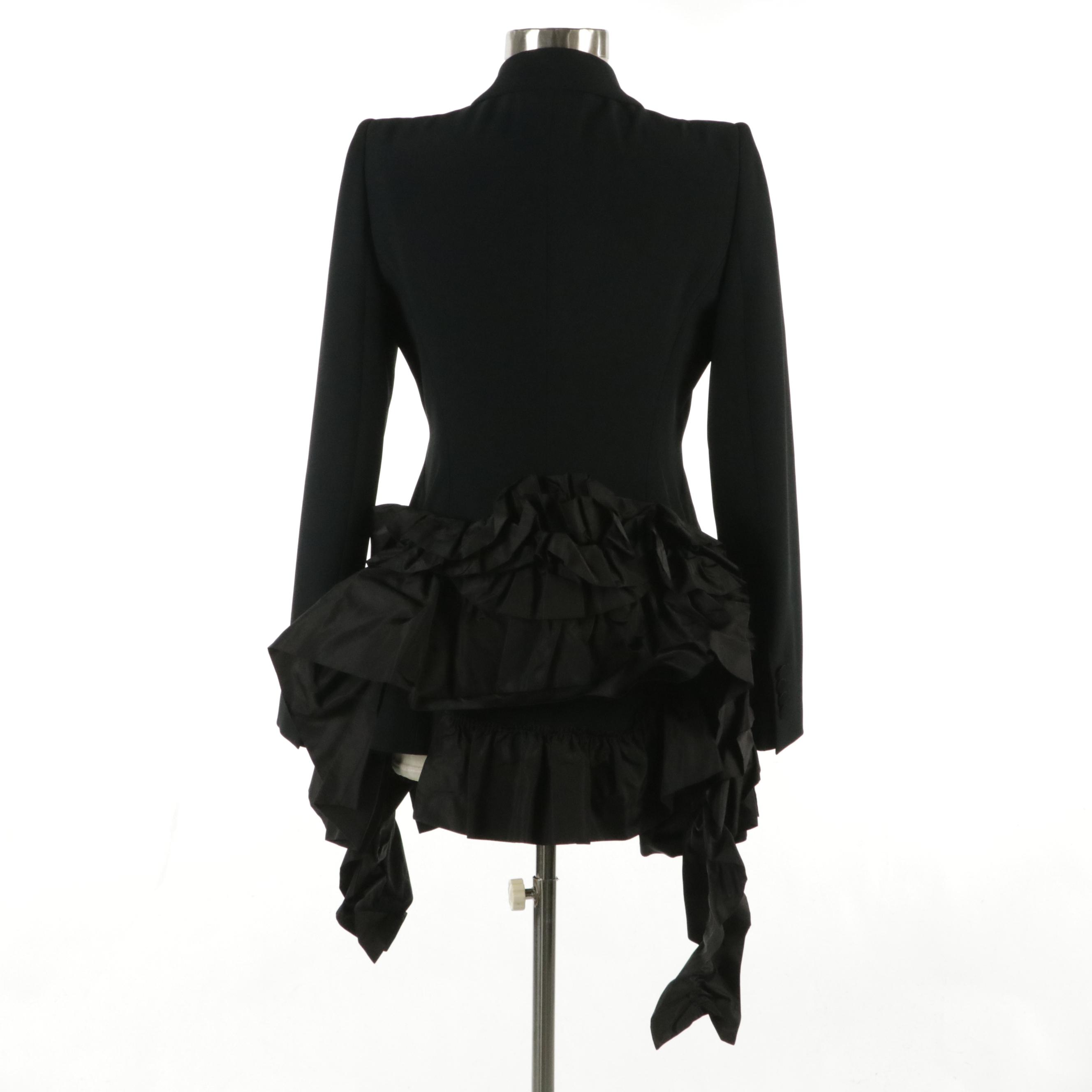 Alexander Mcqueen Asymmetrical Ruffled Hem Blazer Jacket, With Tags