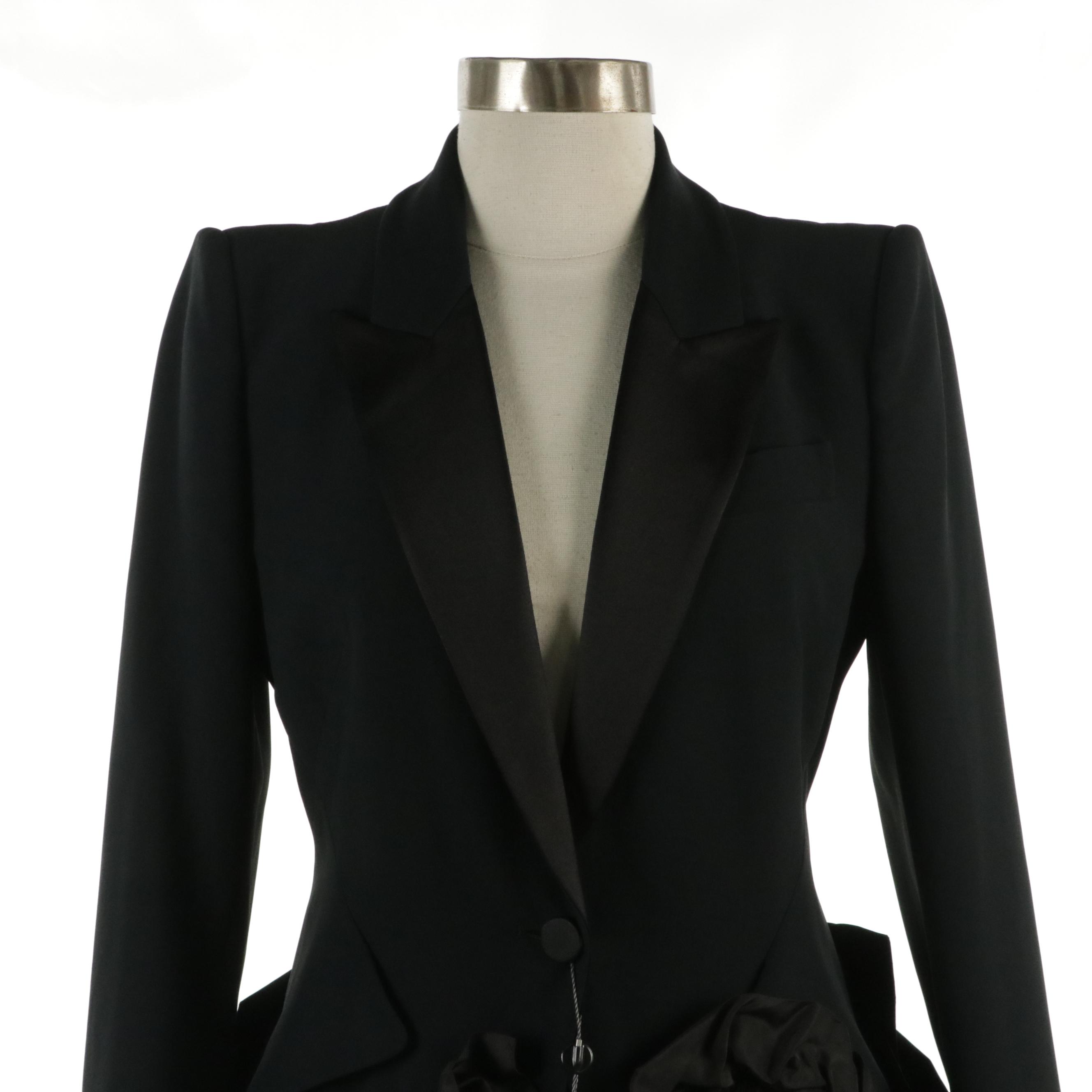 Alexander Mcqueen Asymmetrical Ruffled Hem Blazer Jacket, With Tags