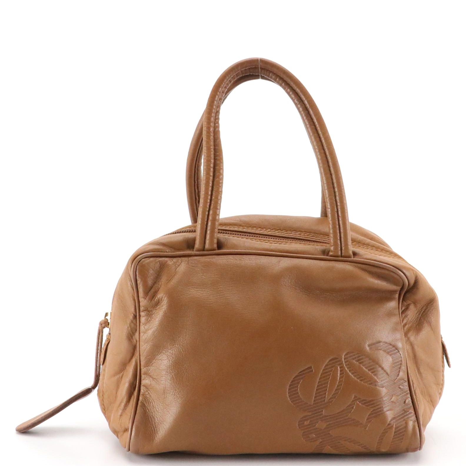 Loewe Anagram Brown Lambskin Leather Handbag