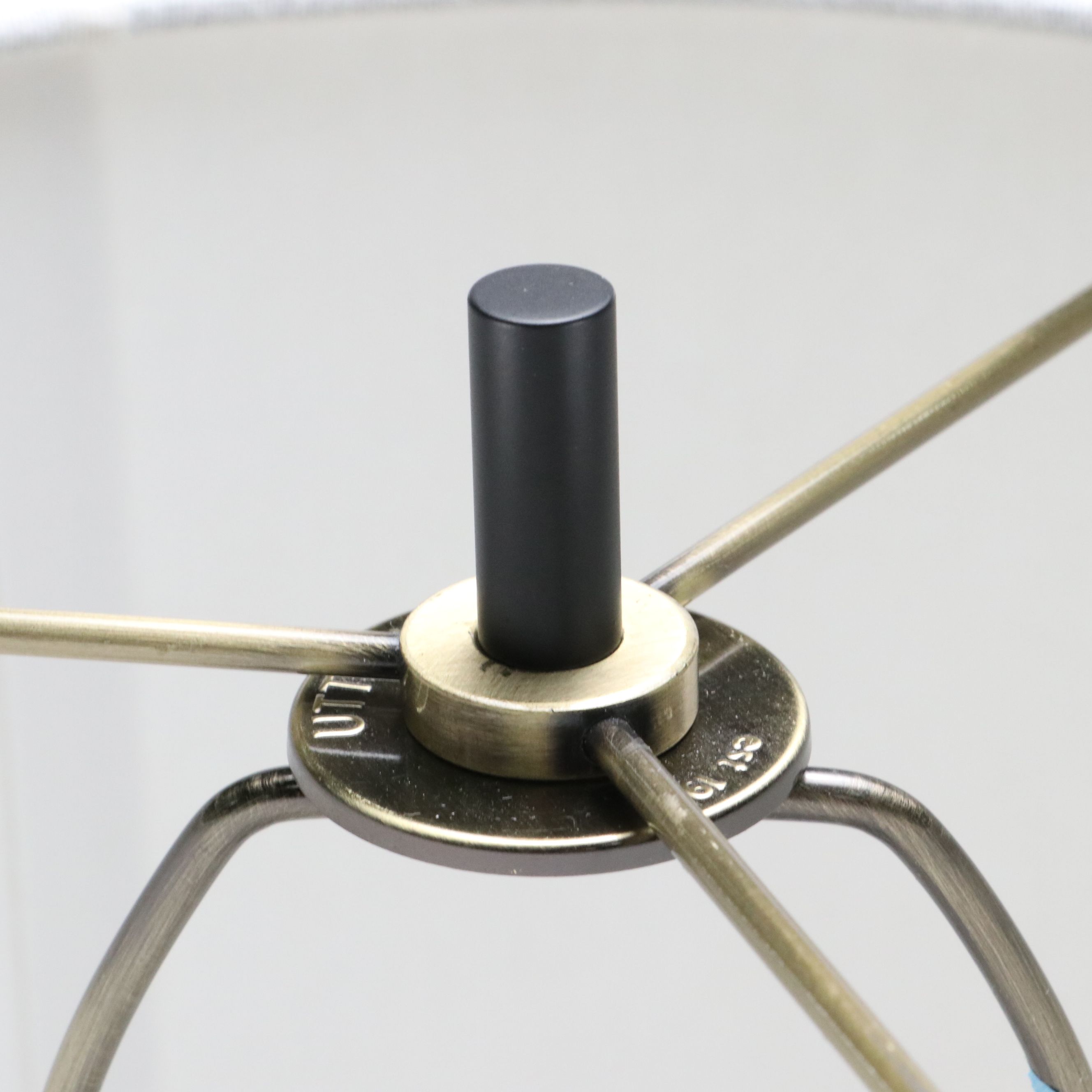 Uttermost Satin Black and Acrylic Table Lamp with Cotton Drum Shade