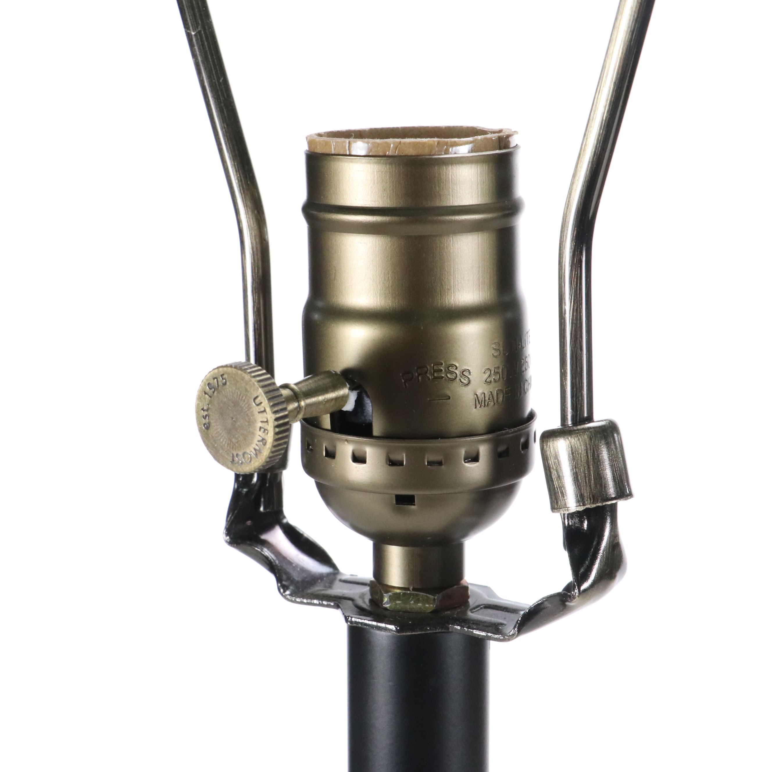 Uttermost Satin Black and Acrylic Table Lamp with Cotton Drum Shade