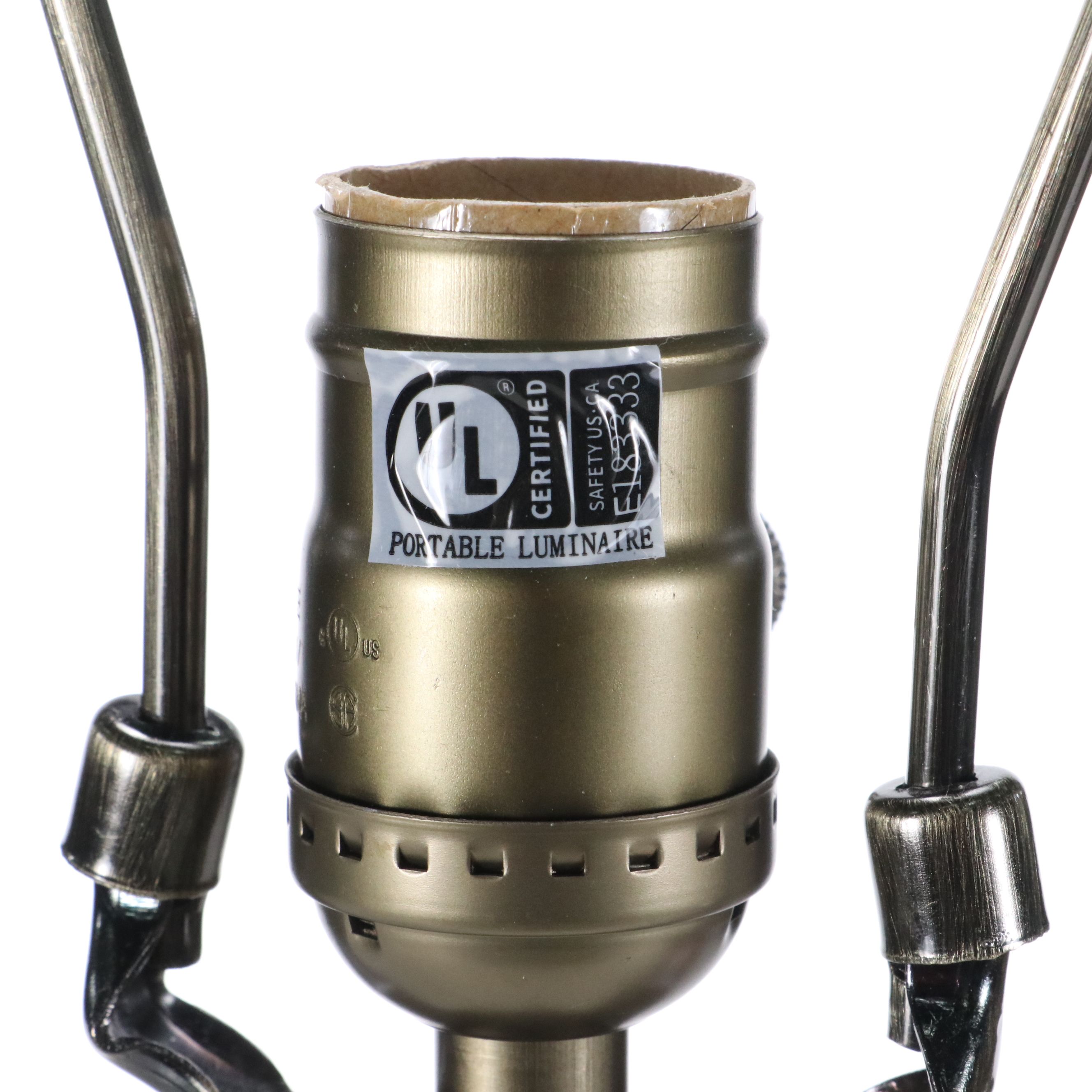 Uttermost Satin Black and Acrylic Table Lamp with Cotton Drum Shade