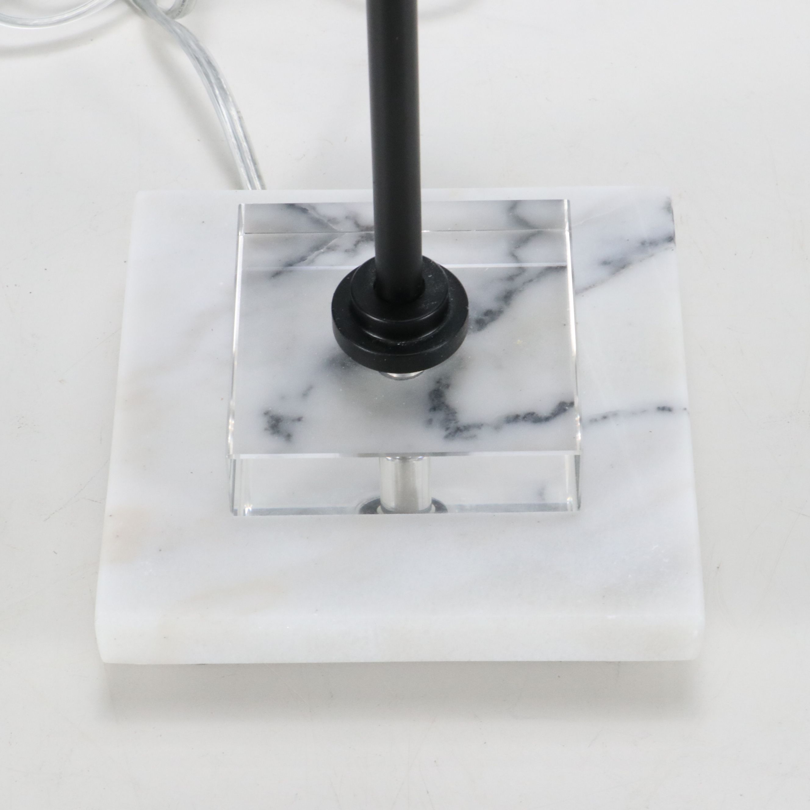 Uttermost Satin Black and Acrylic Table Lamp with Cotton Drum Shade