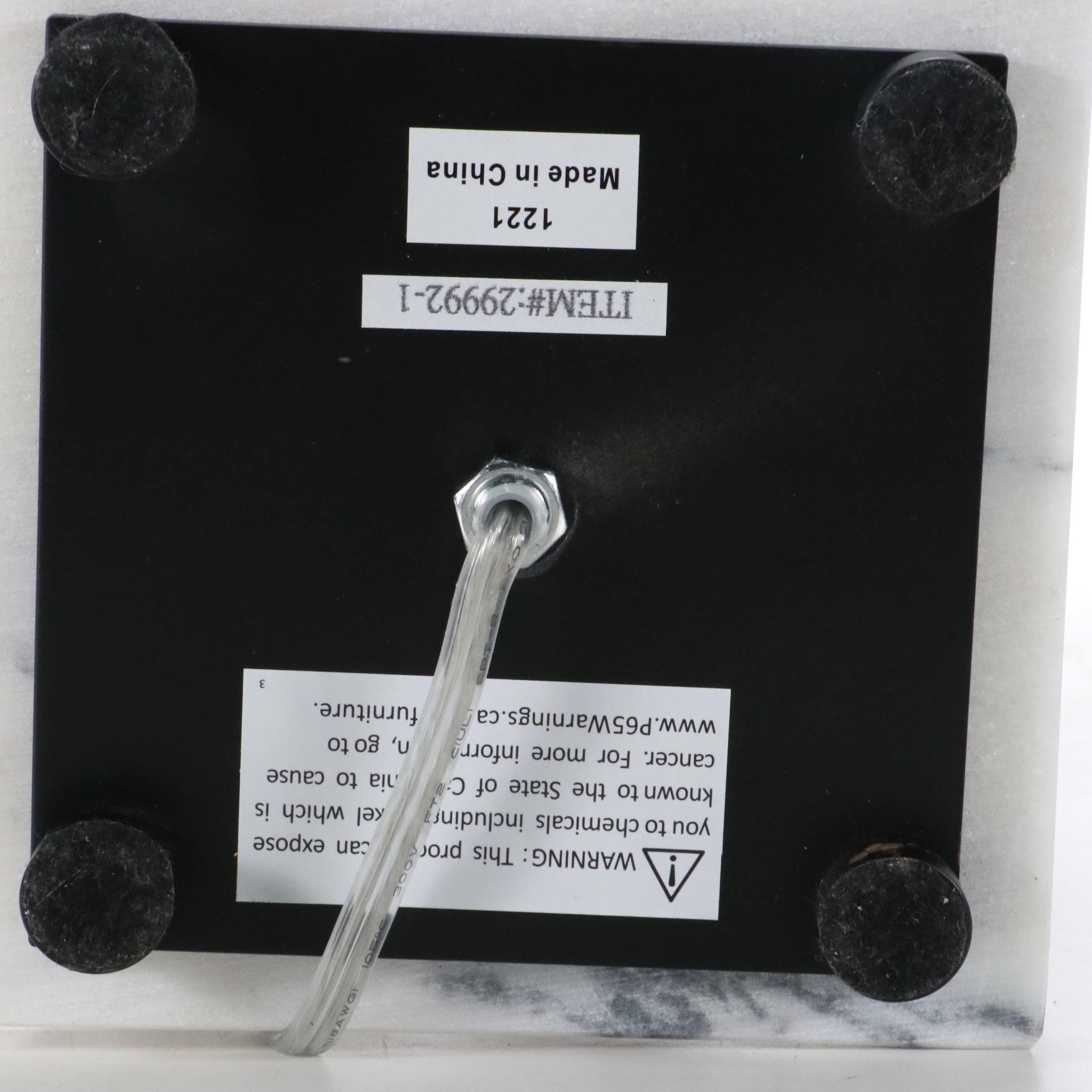 Uttermost Satin Black and Acrylic Table Lamp with Cotton Drum Shade