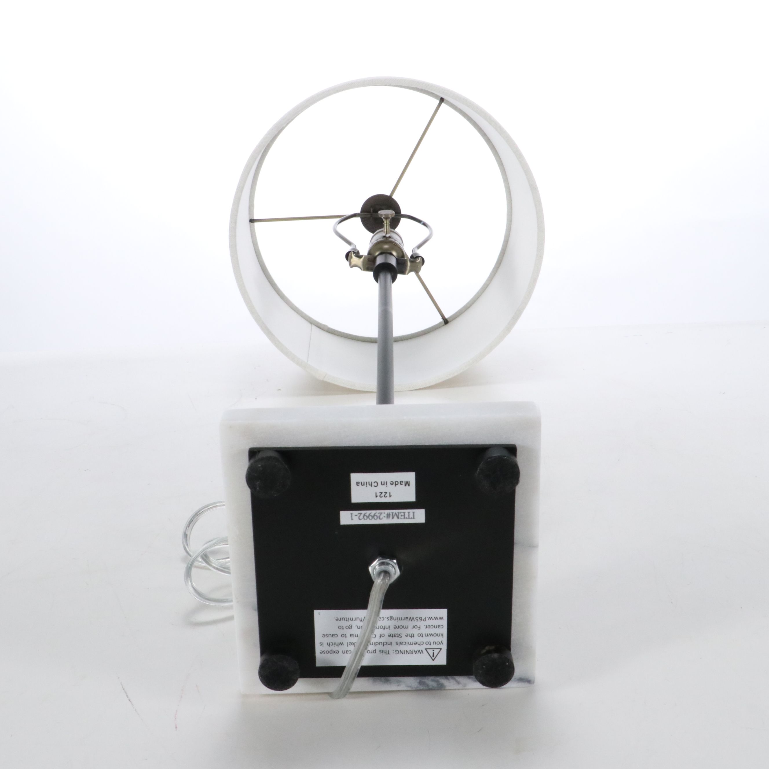 Uttermost Satin Black and Acrylic Table Lamp with Cotton Drum Shade