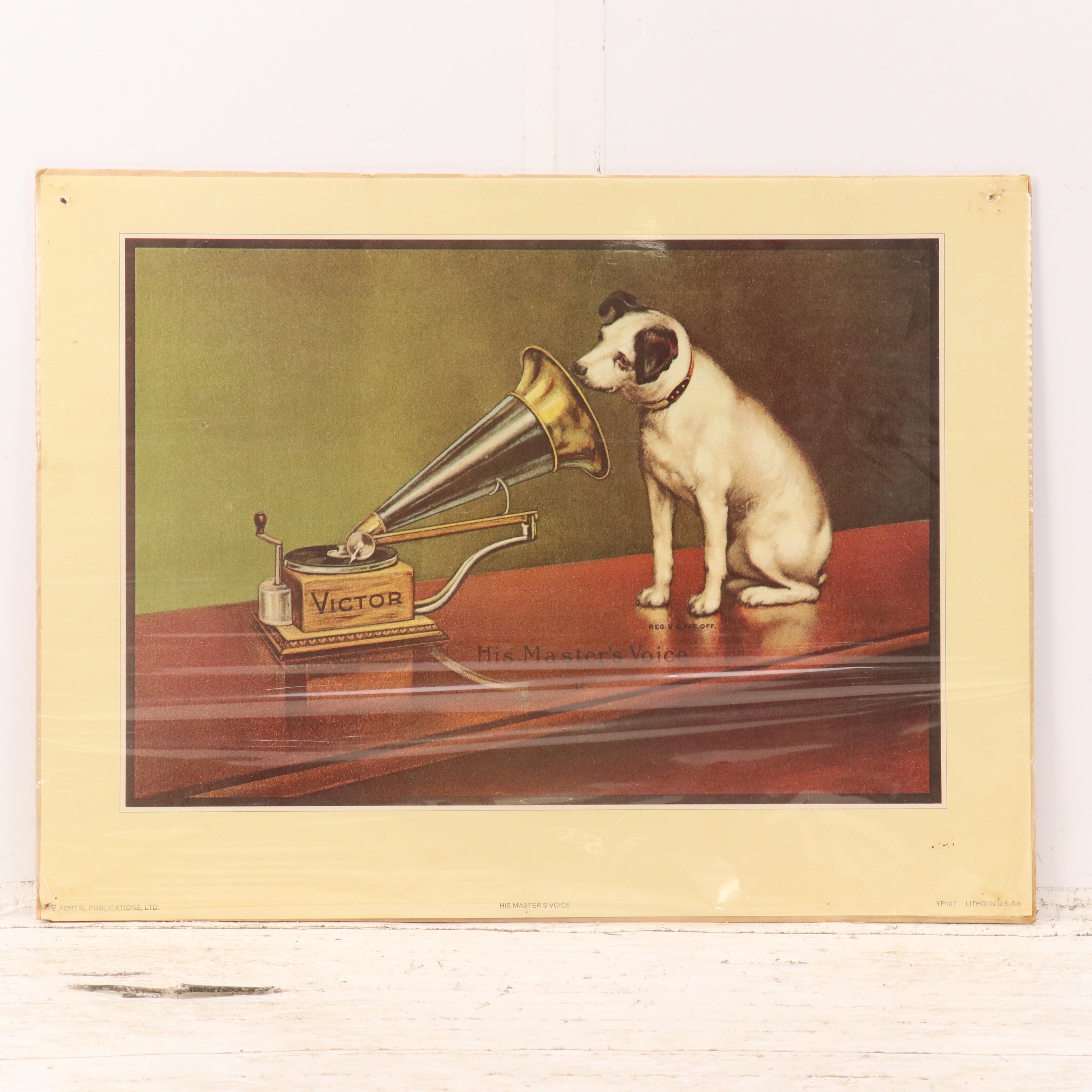 After Barraud "His Master's Voice" and More Offset Lithograph Posters