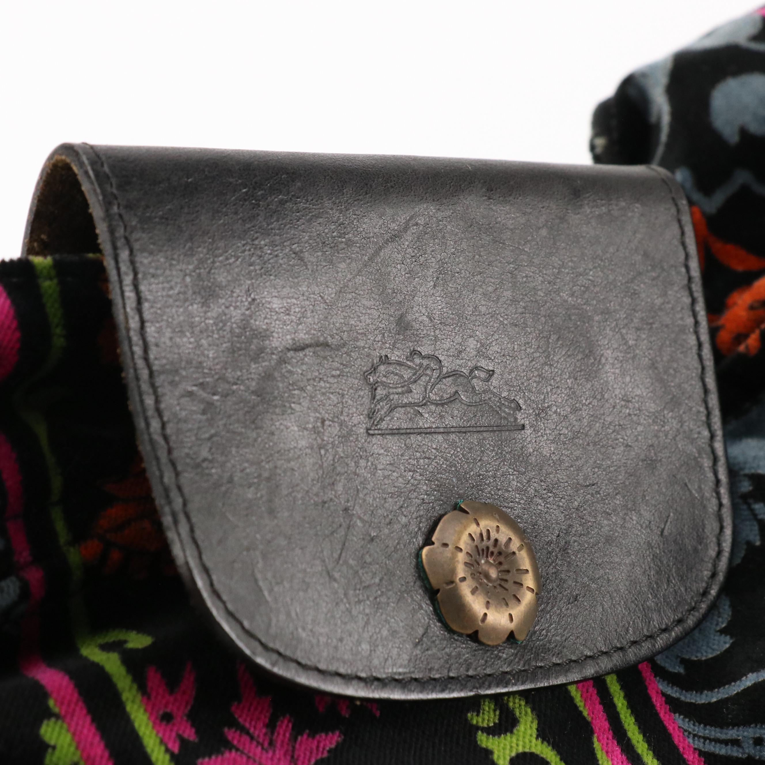 Longchamp Pliage Velvet and Leather Web Strap Crossbody