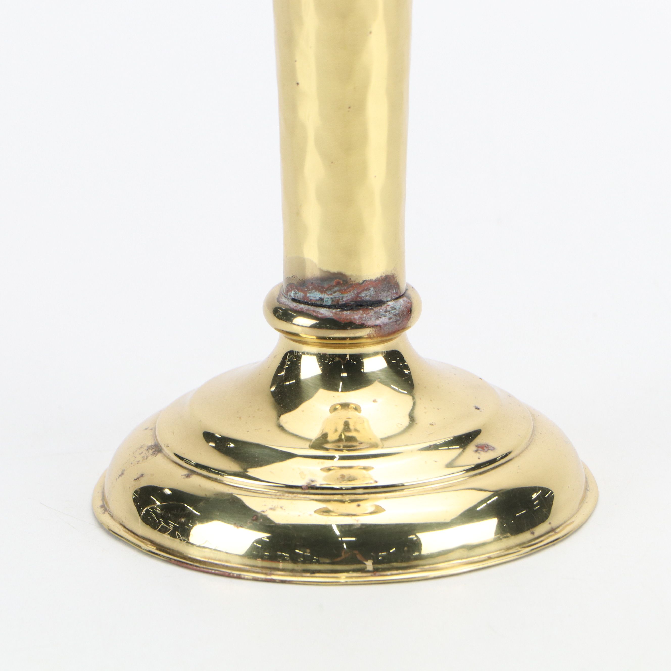 Hammered Brass Trumpet Vase