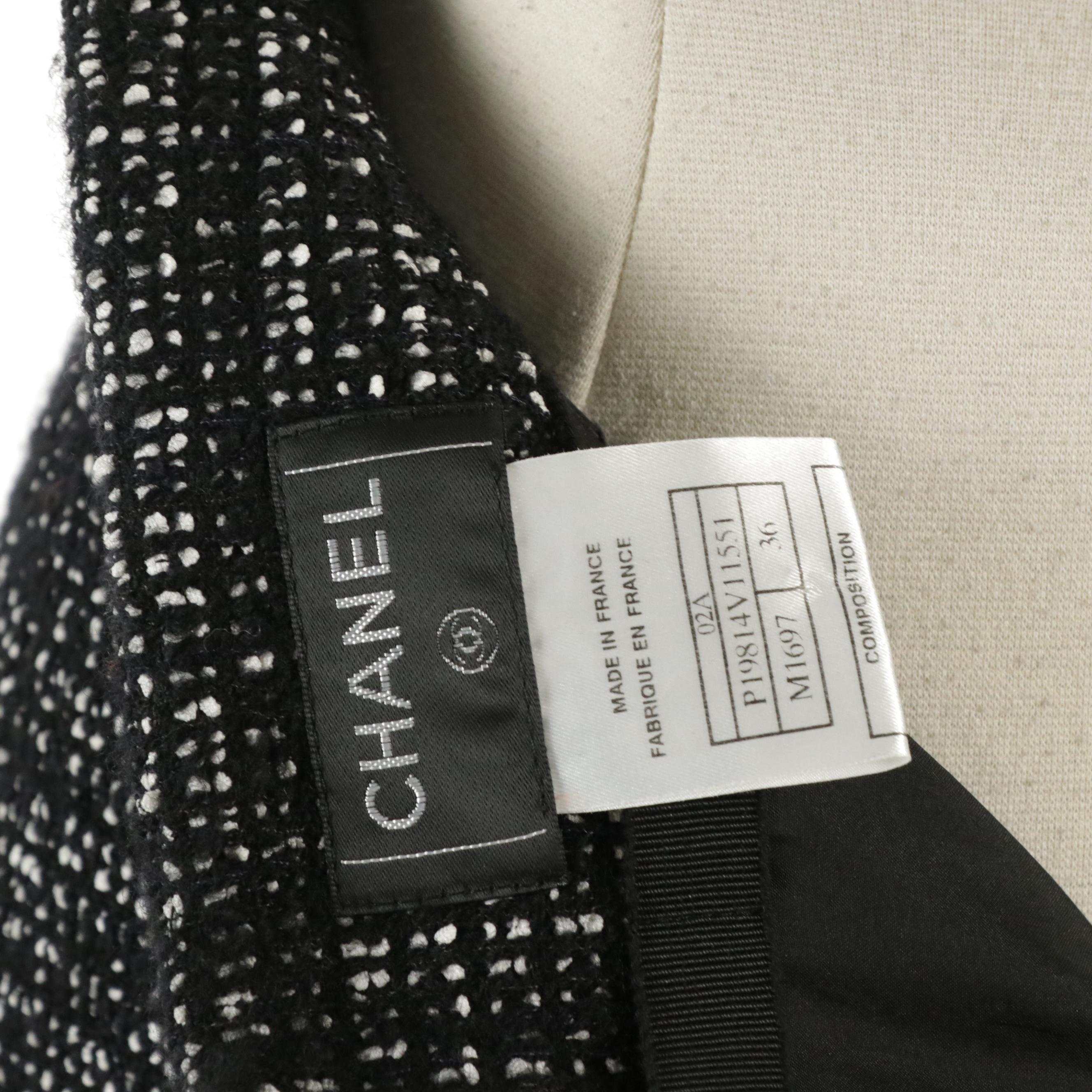 Chanel Crystal Embellished A-Line Skirt in Black & White Wool Tweed
