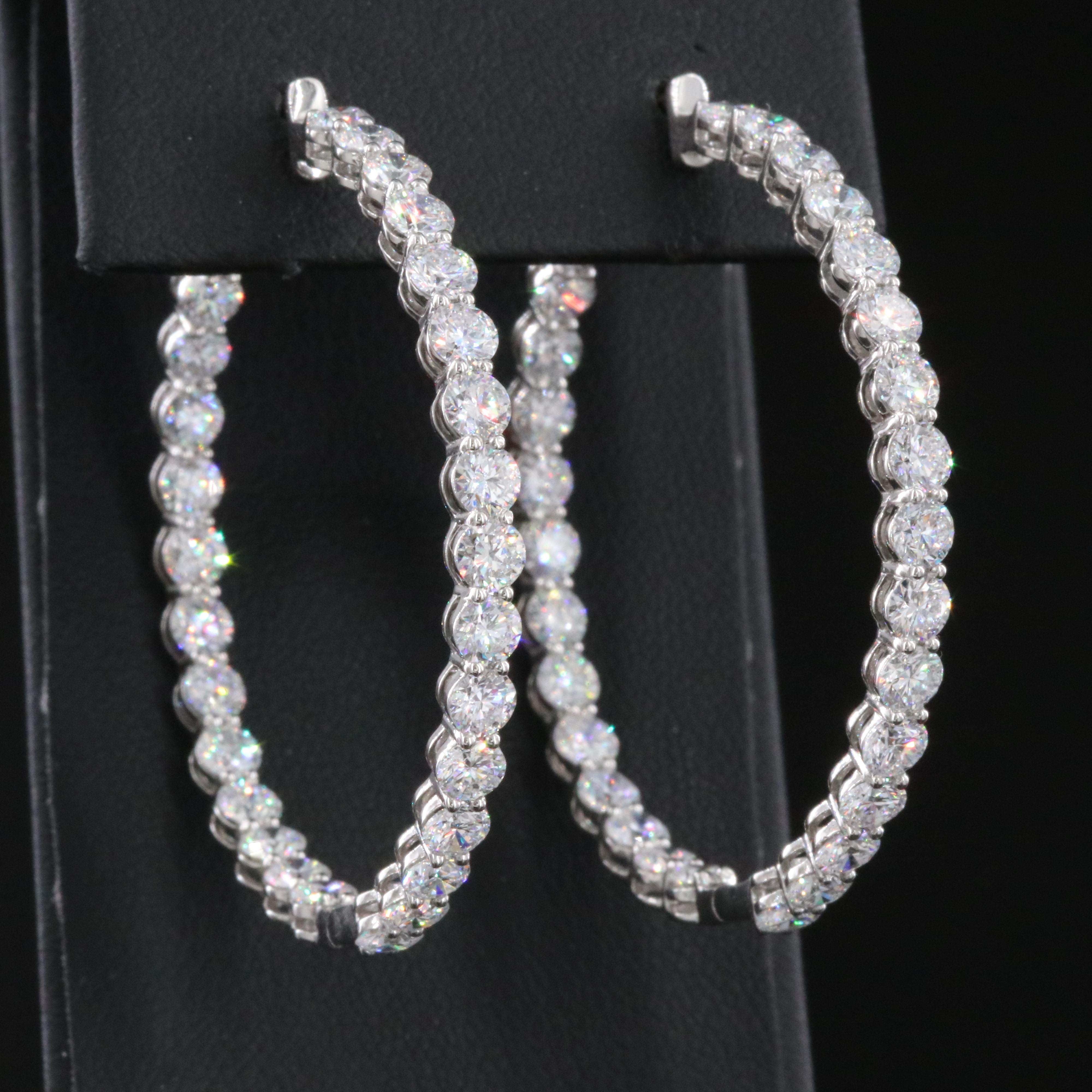 Platinum 9.60 CTW Lab Grown Diamond Inside Out Hoop Earrings